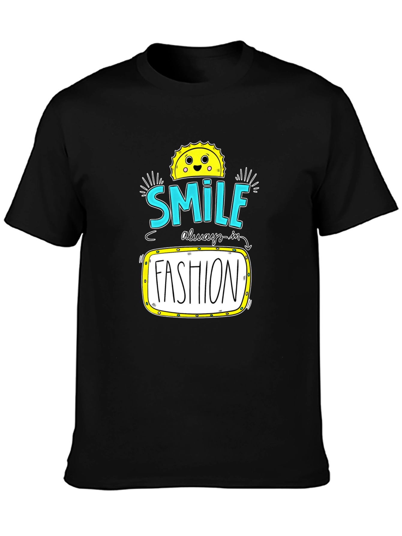 Smile Fashion Graphic Tee - Black Cotton T-Shirt