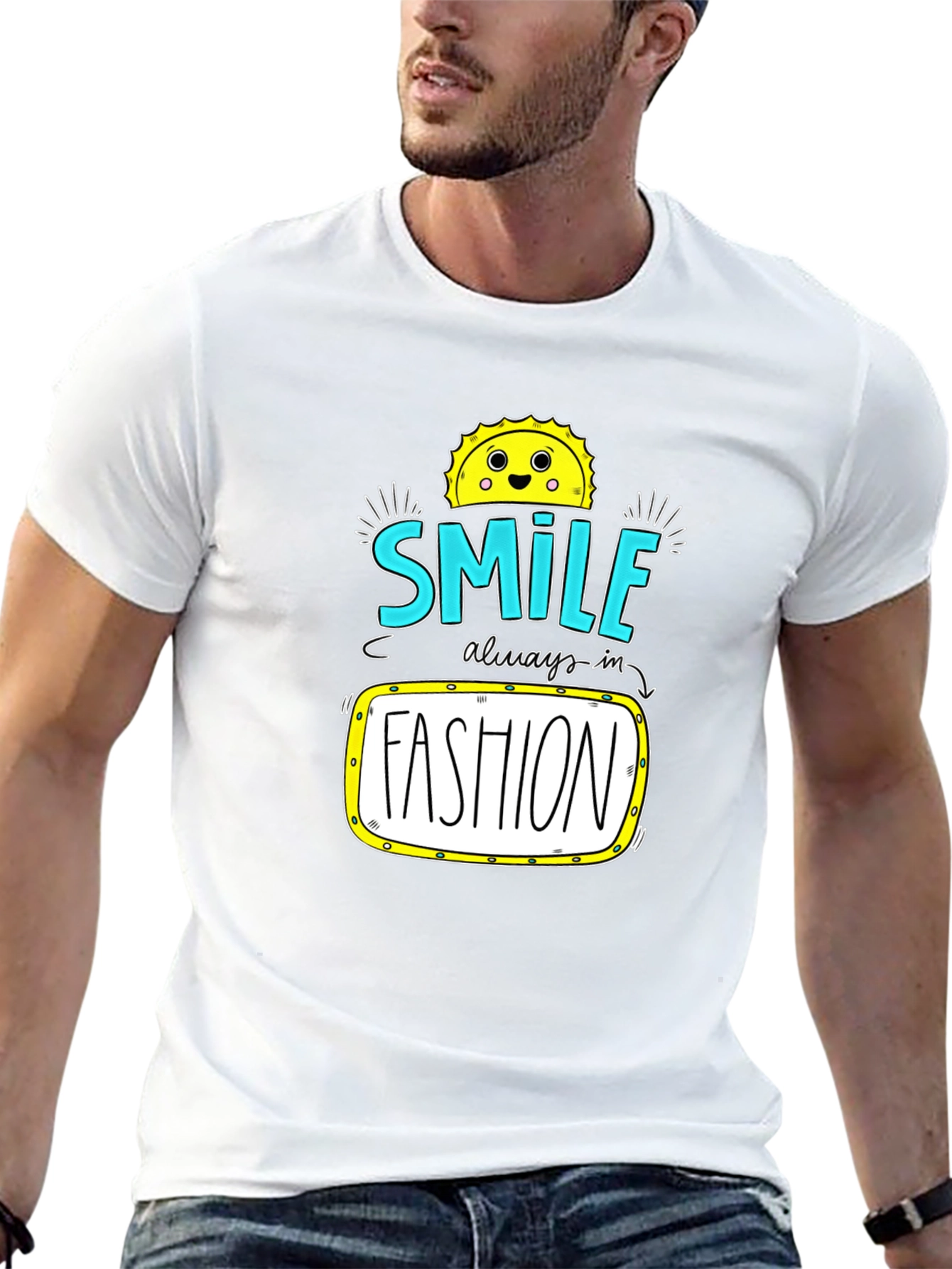 Smile Fashion Graphic Tee - Black Cotton T-Shirt