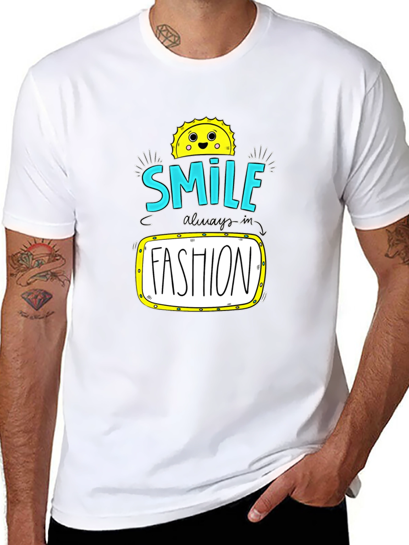 Smile Fashion Graphic Tee - Black Cotton T-Shirt