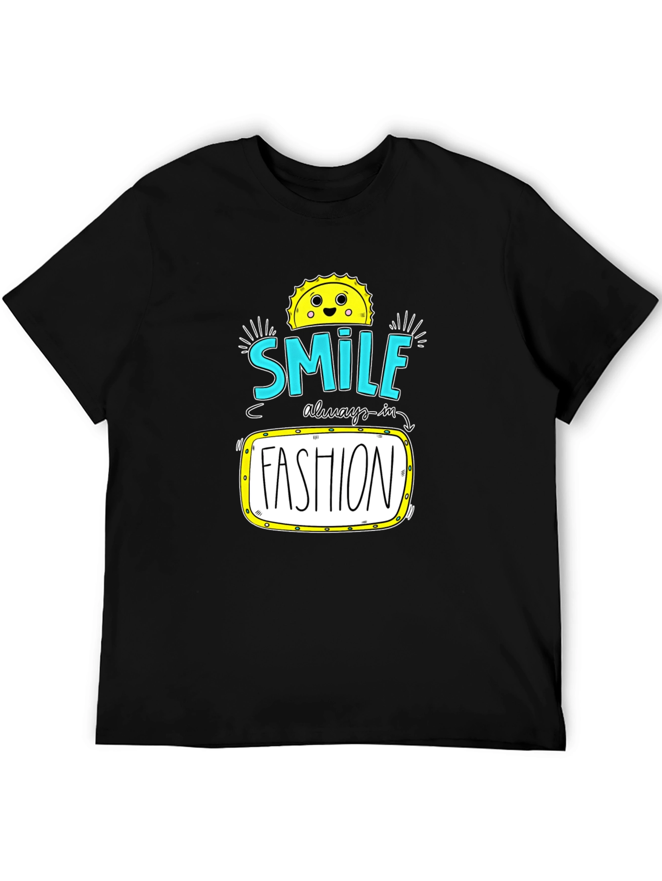 Smile Fashion Graphic Tee - Black Cotton T-Shirt