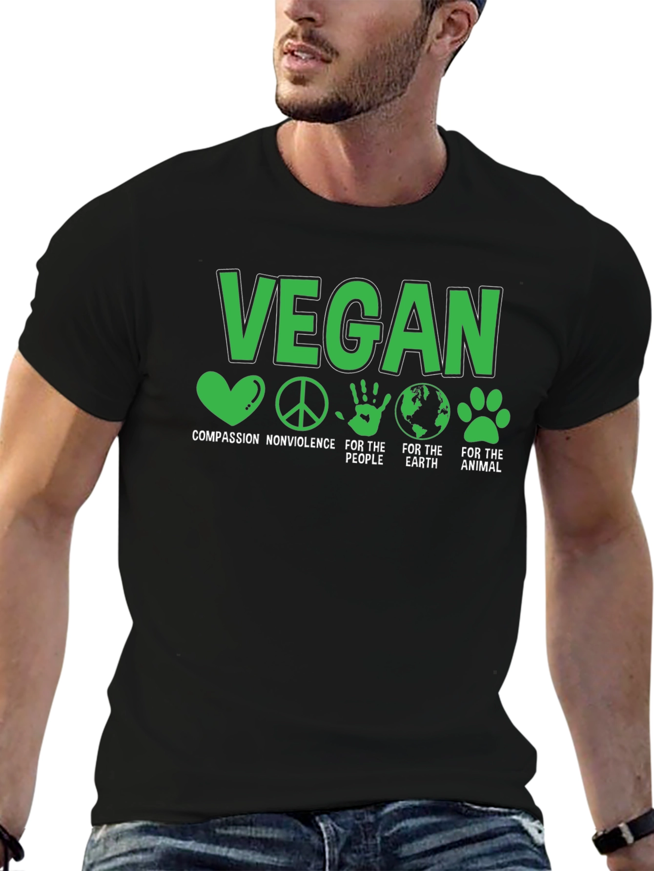 Vegan T-Shirt - Compassion Nonviolence Earth Animals