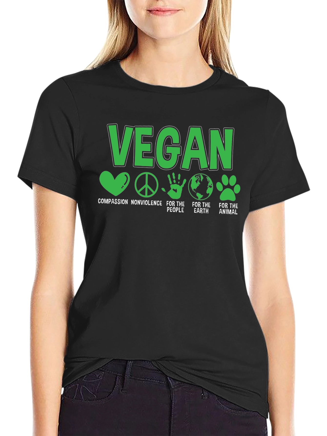Vegan T-Shirt - Compassion Nonviolence Earth Animals