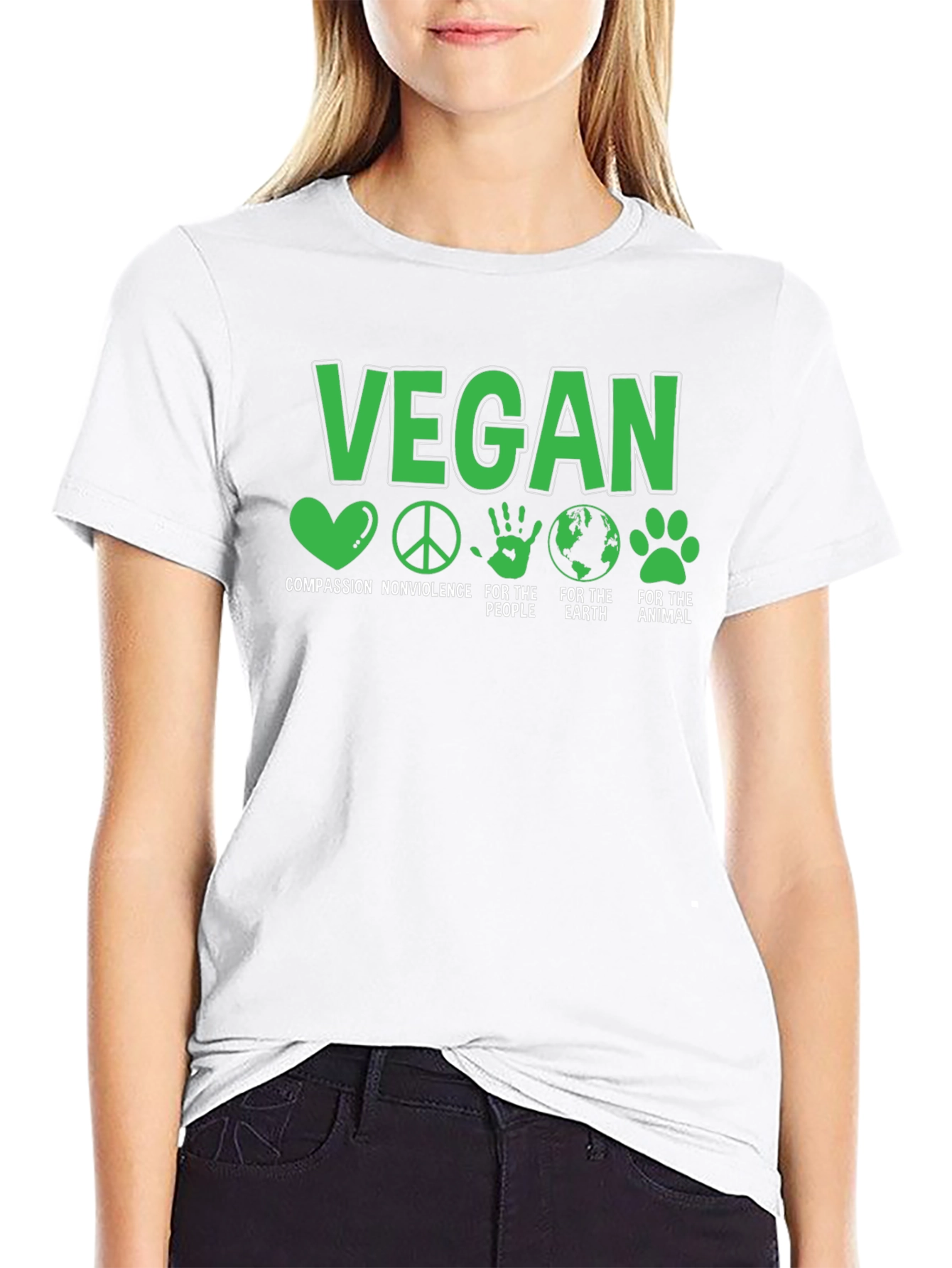Vegan T-Shirt - Compassion Nonviolence Earth Animals