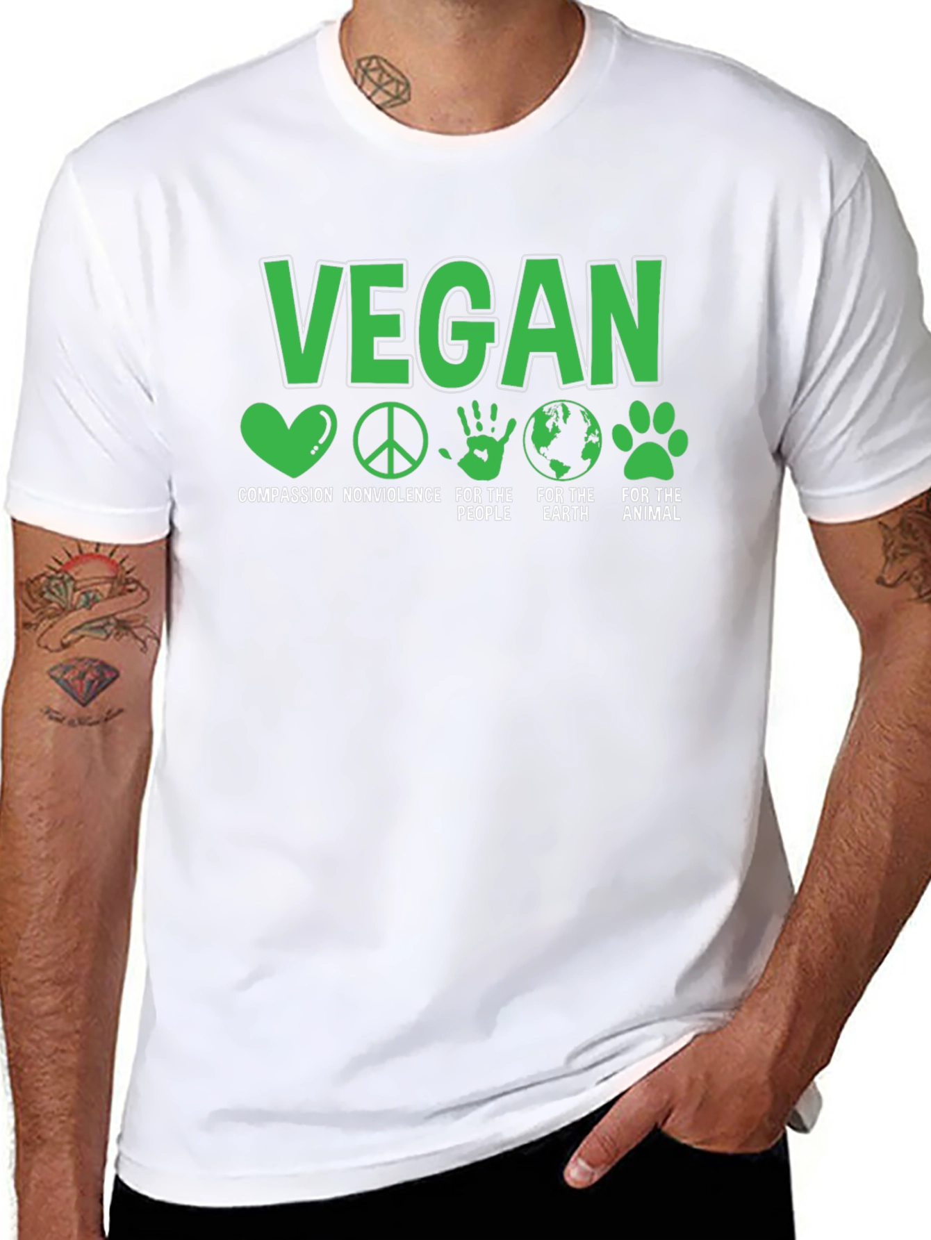 Vegan T-Shirt - Compassion Nonviolence Earth Animals