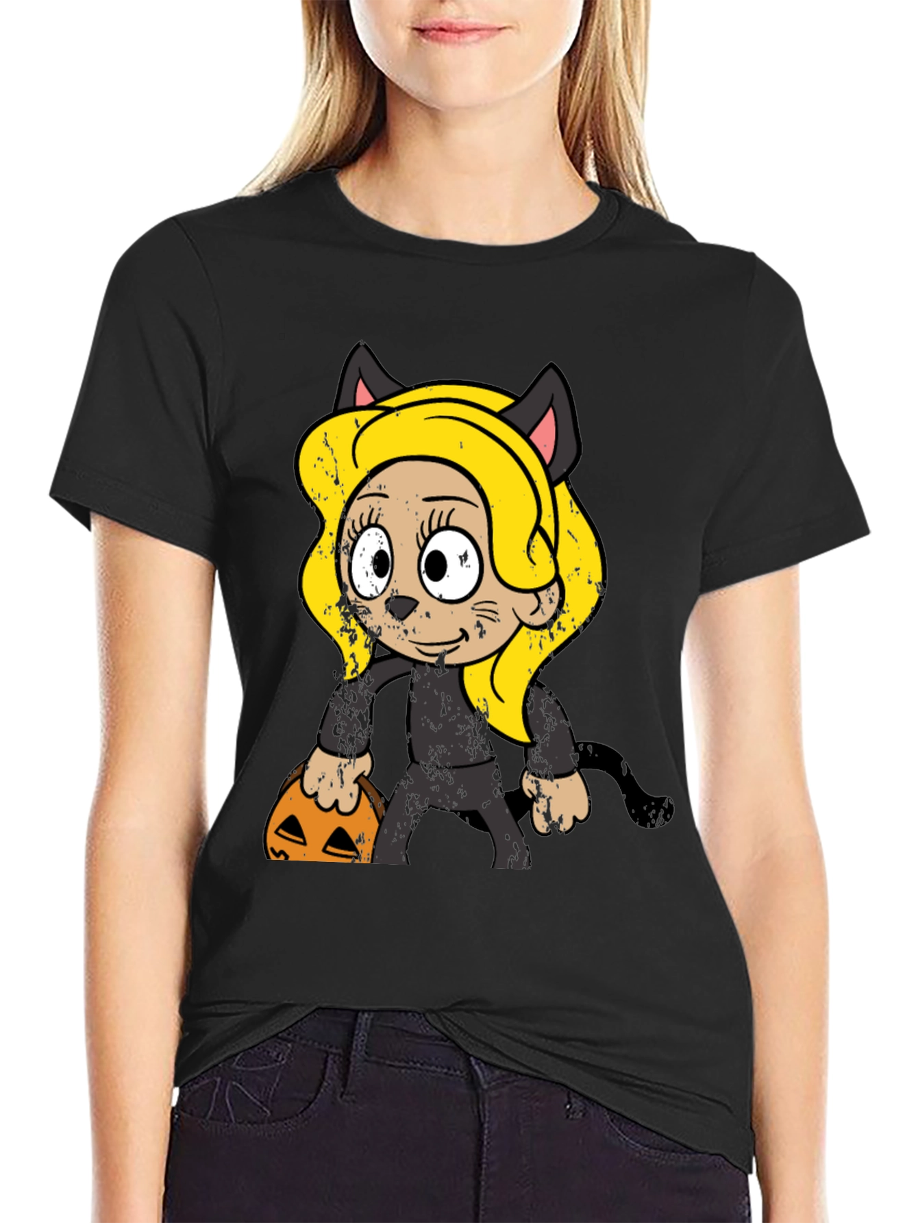 Halloween Cat Girl T-Shirt