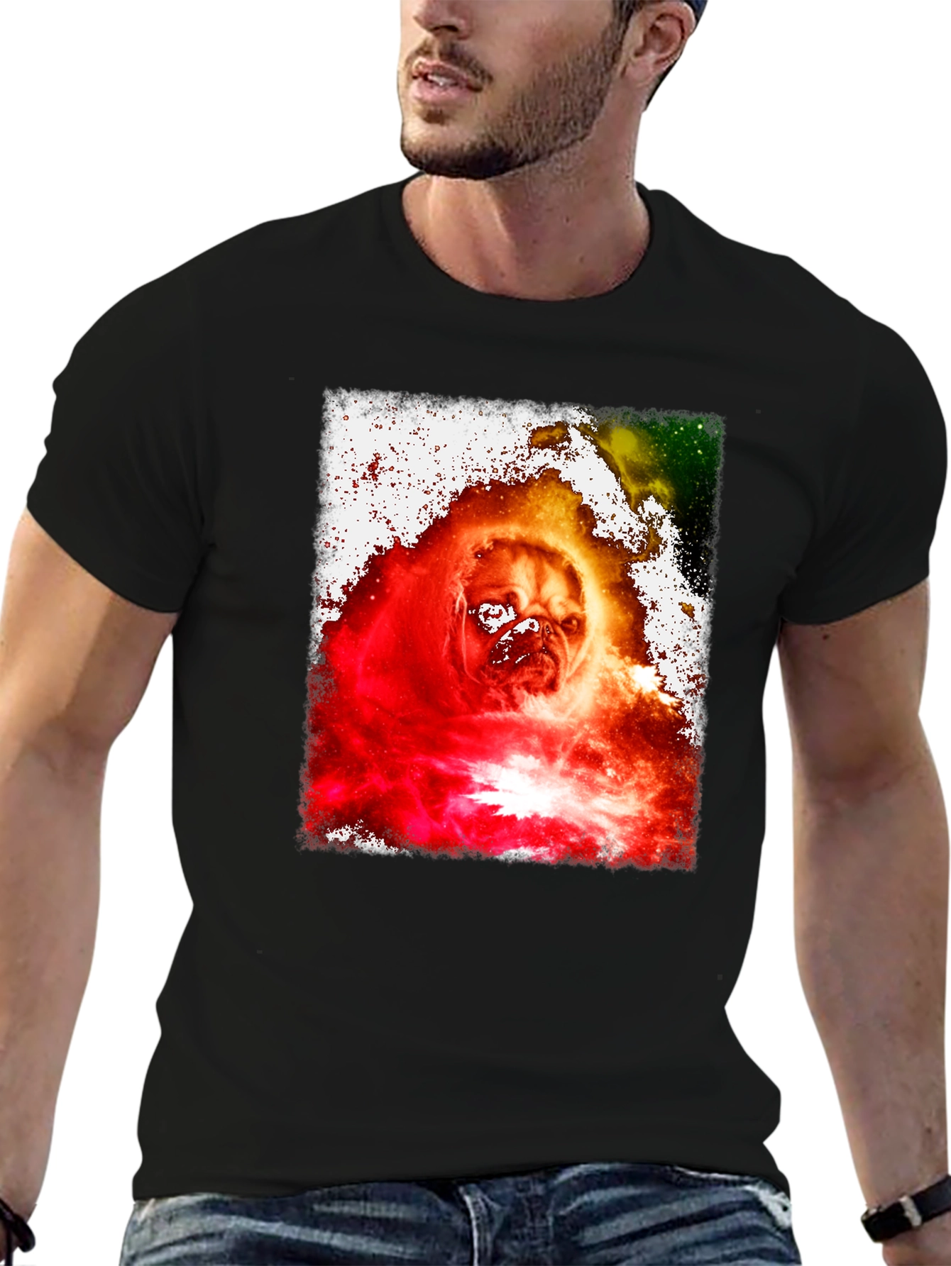 Galaxy Pug Graphic Print Tee