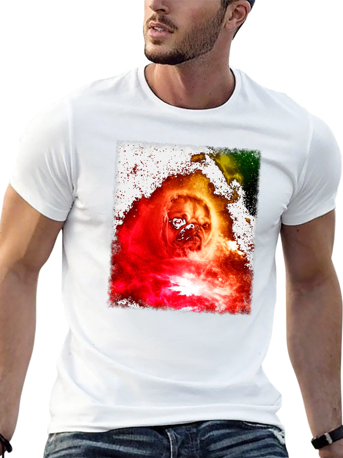 Galaxy Pug Graphic Print Tee
