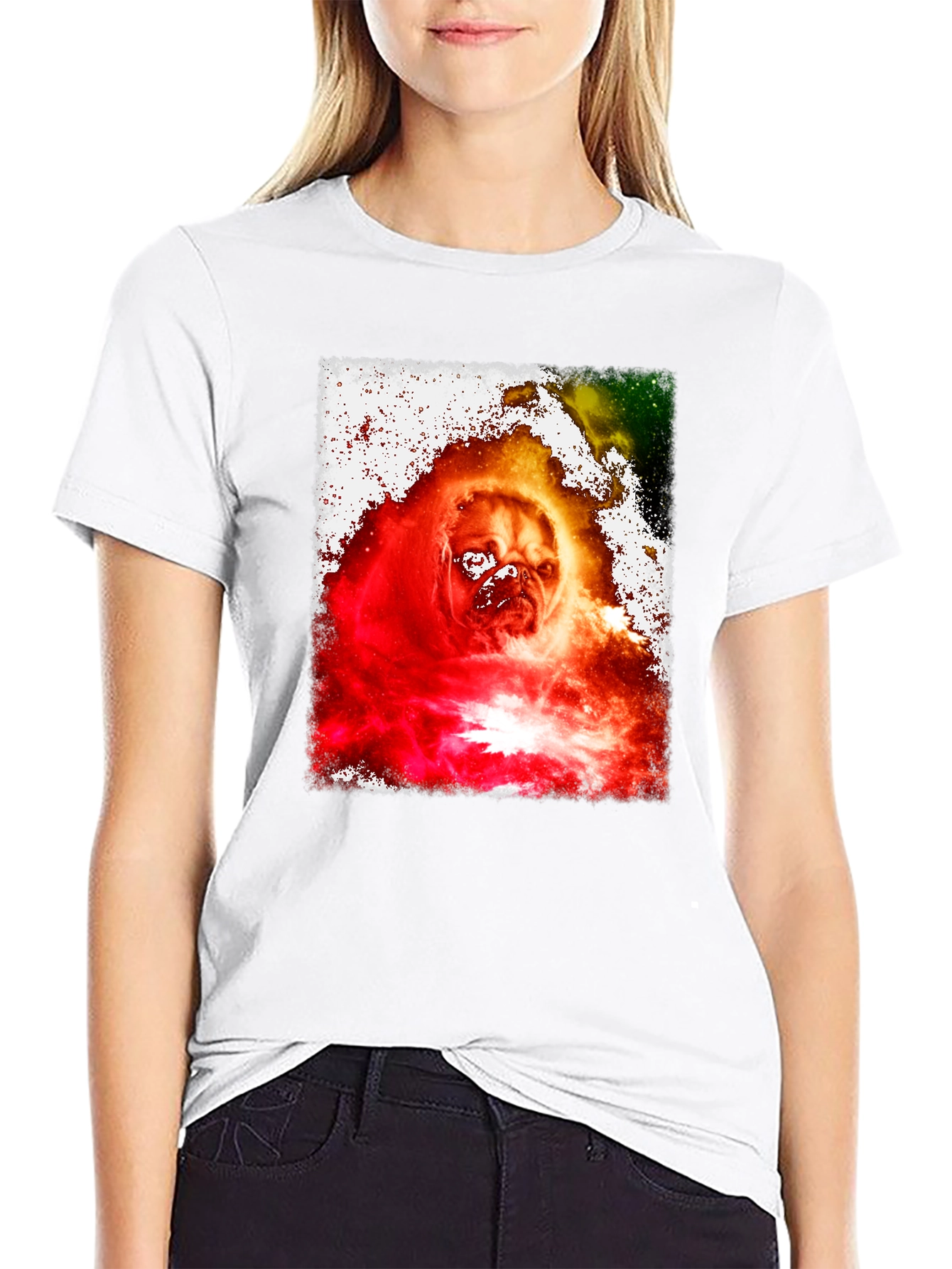 Galaxy Pug Graphic Print Tee