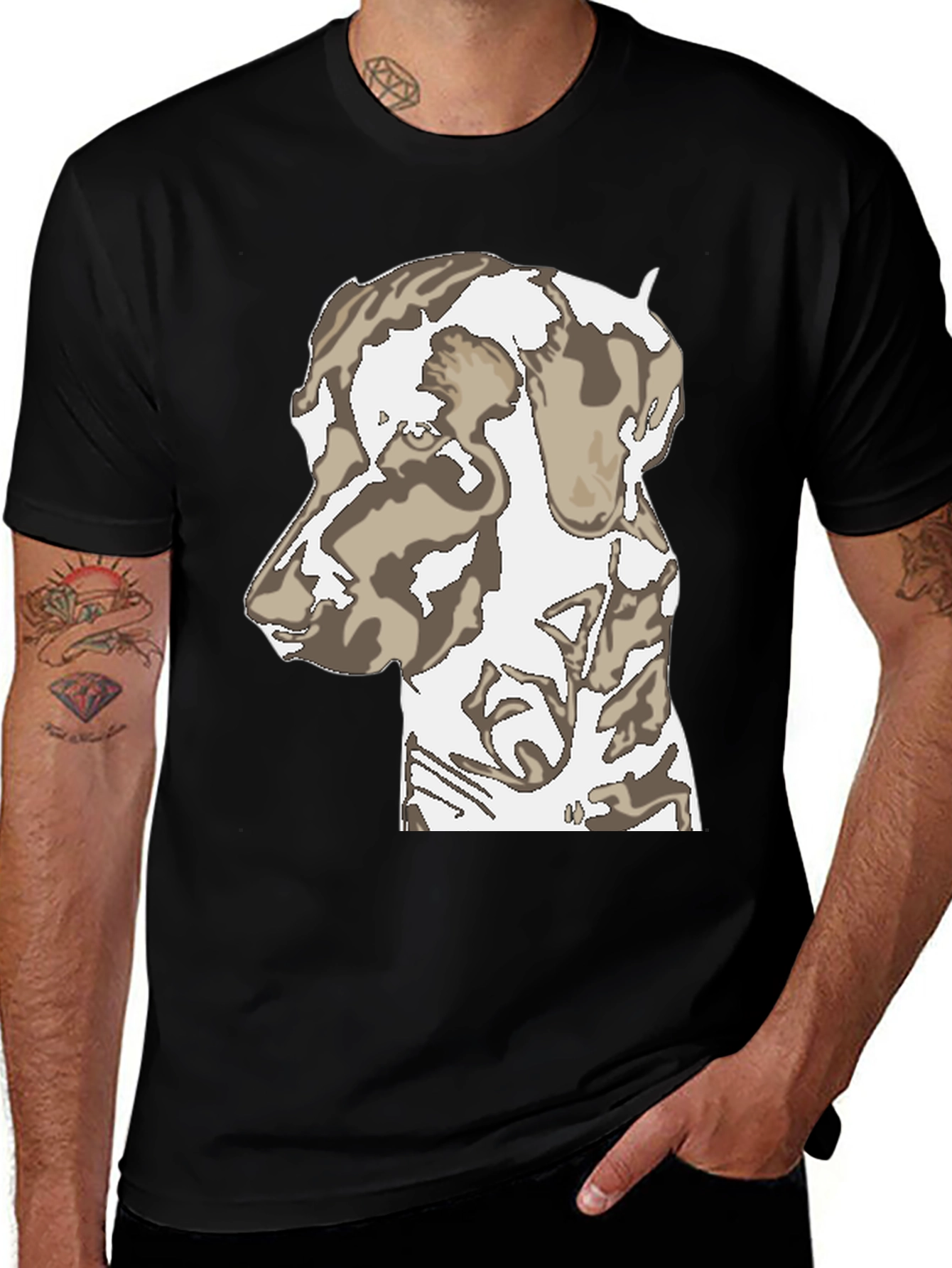 Dog Print Black T-Shirt
