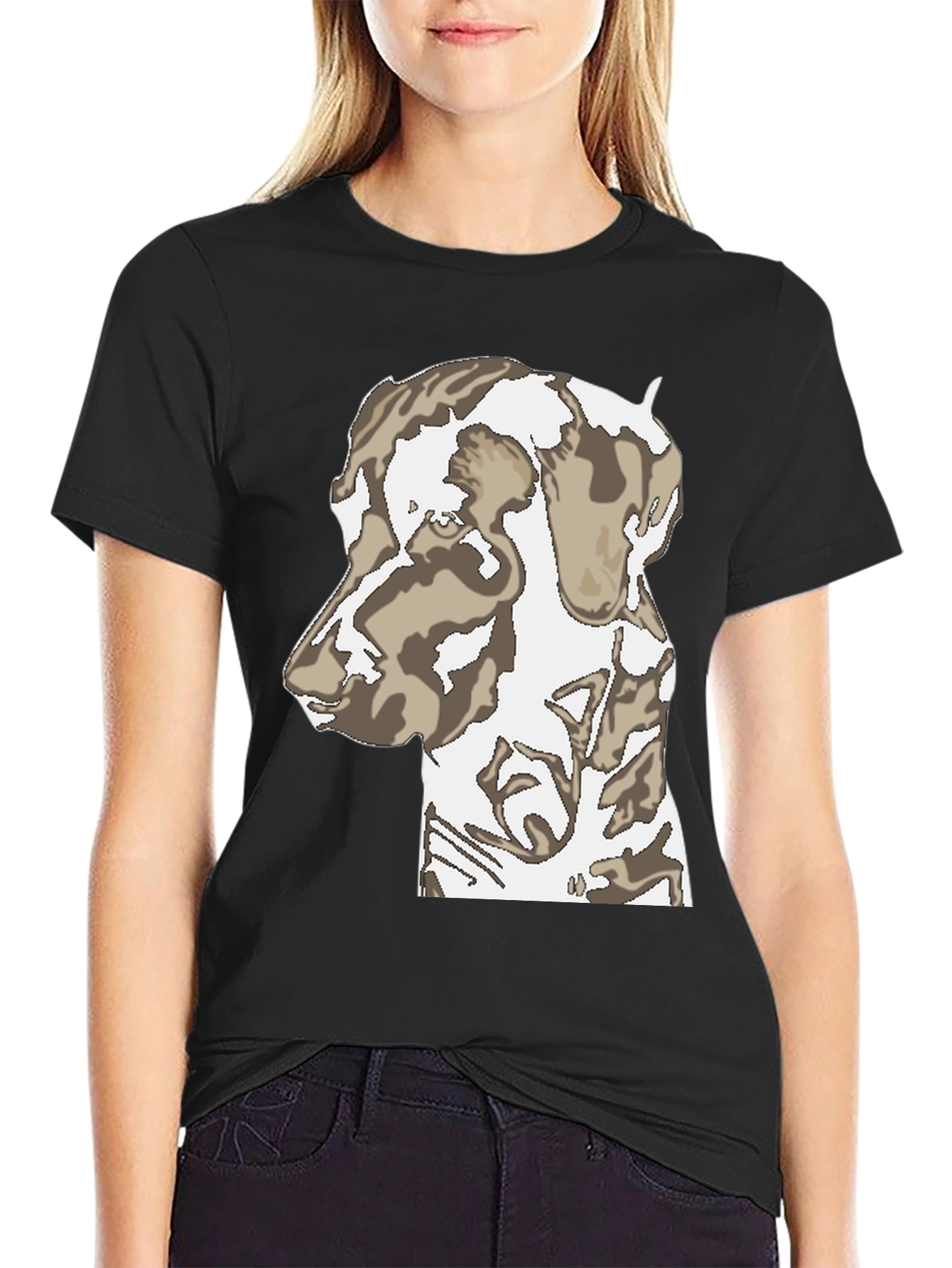 Dog Print Black T-Shirt