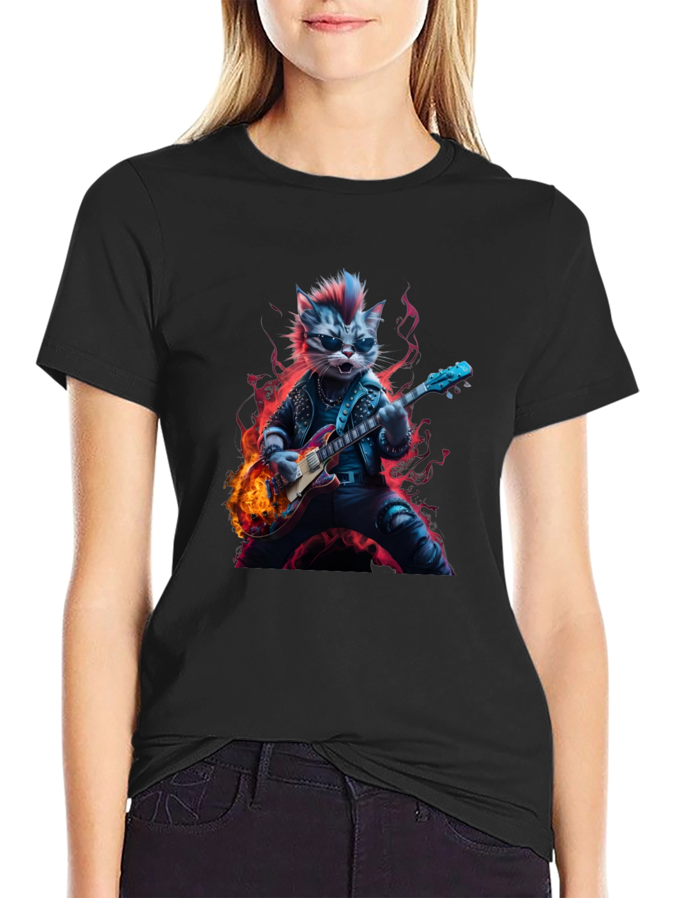 Rockstar Cat T-Shirt - Cool Graphic Tee