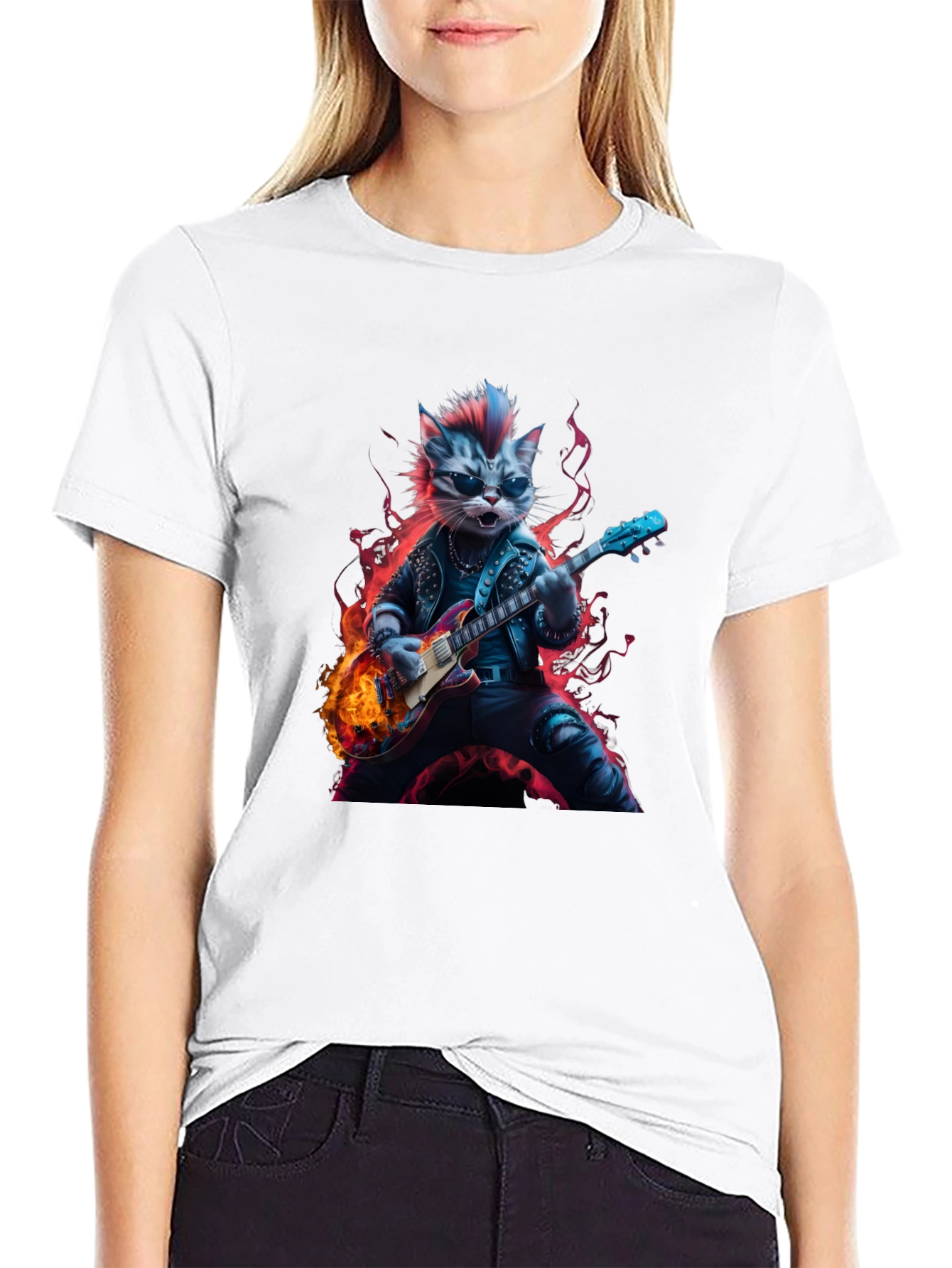 Rockstar Cat T-Shirt - Cool Graphic Tee