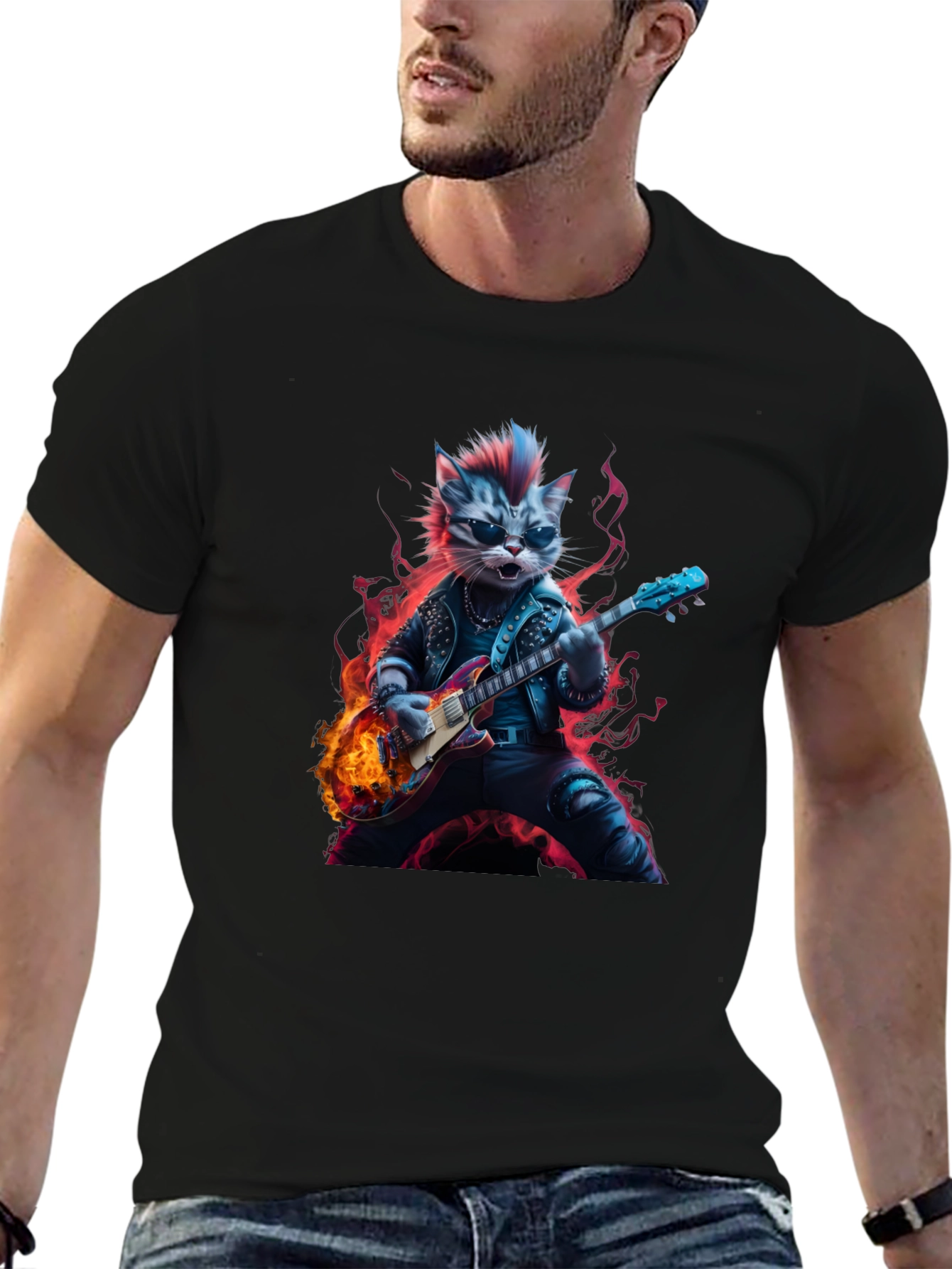 Rockstar Cat T-Shirt - Cool Graphic Tee