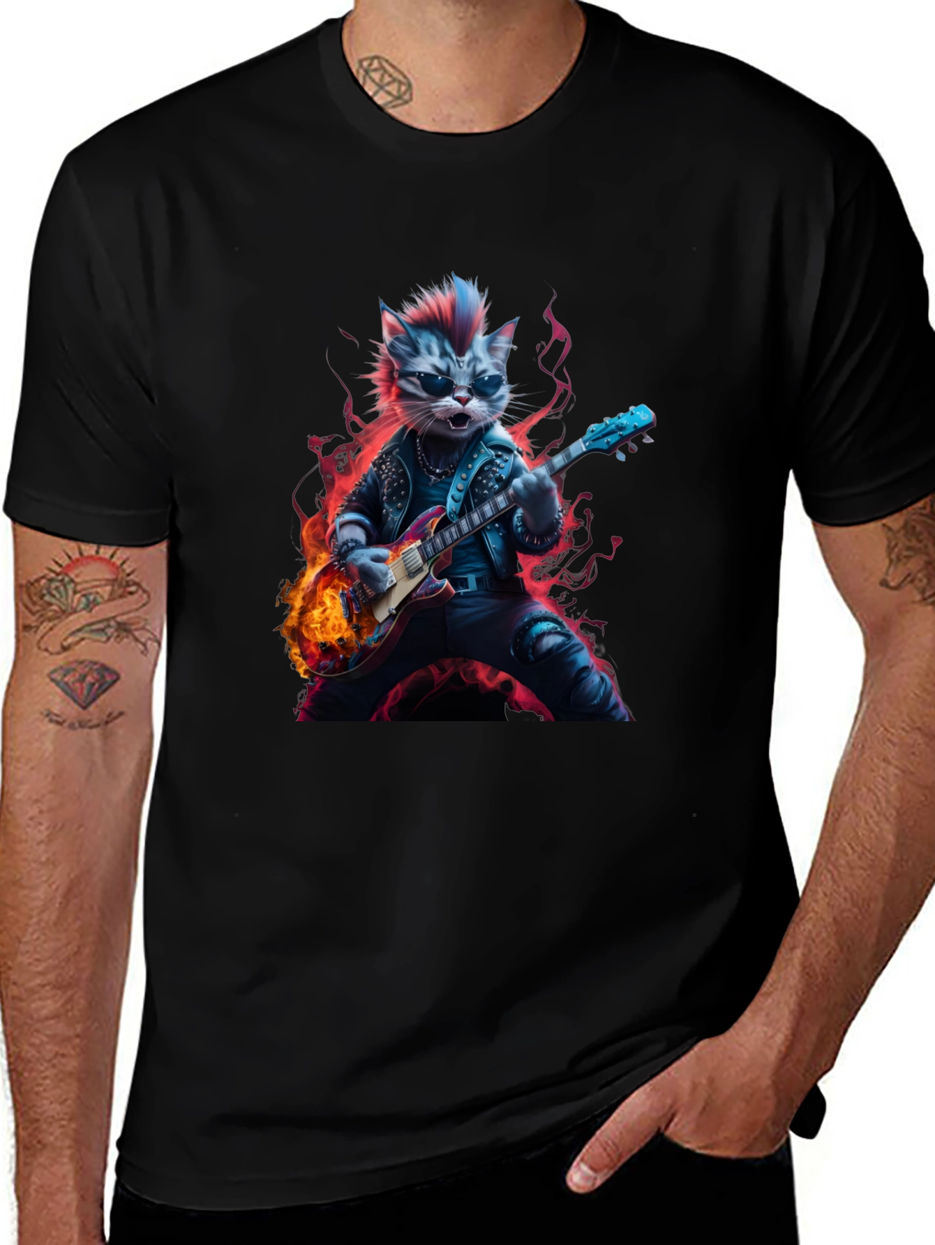 Rockstar Cat T-Shirt - Cool Graphic Tee