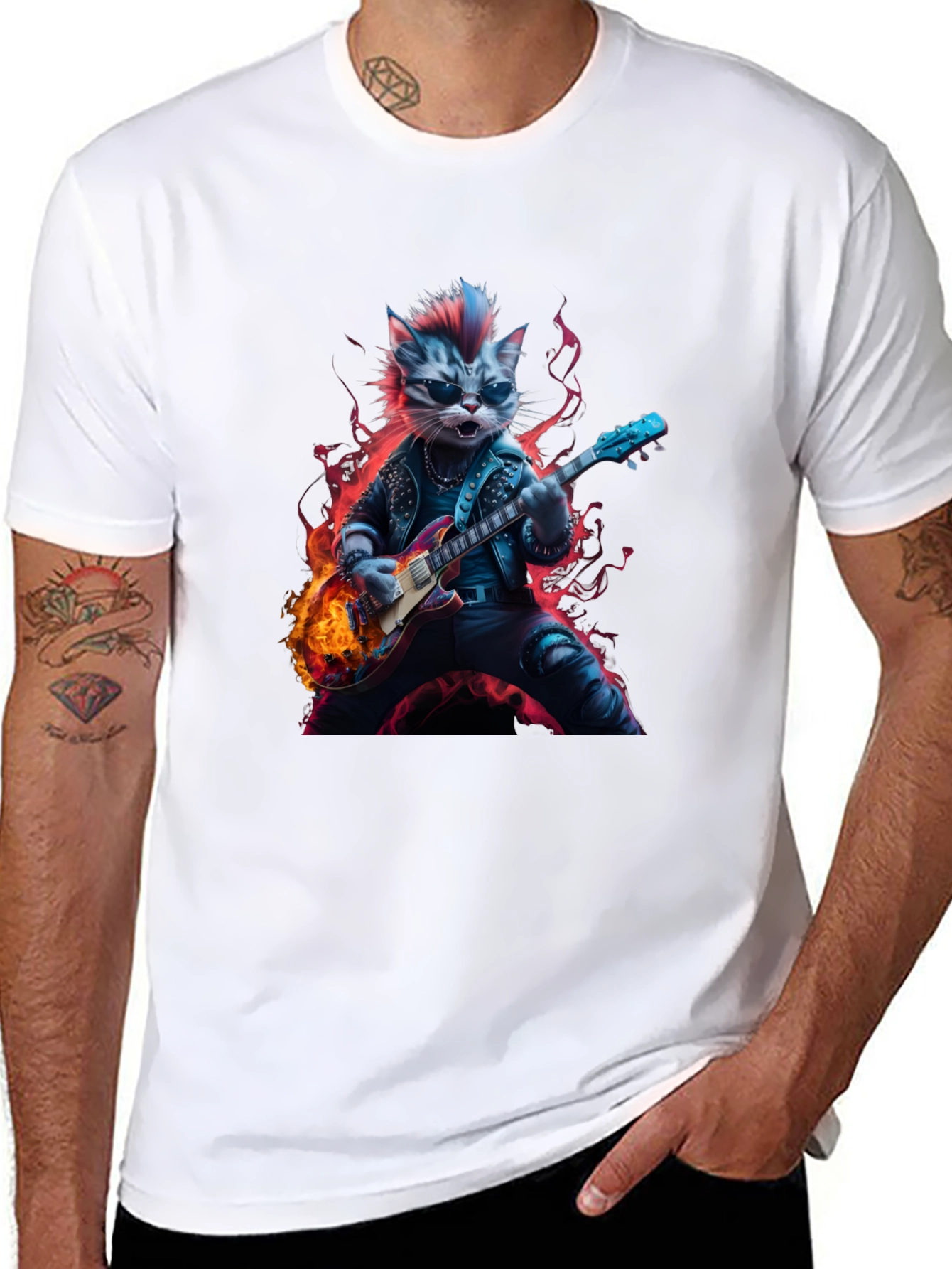 Rockstar Cat T-Shirt - Cool Graphic Tee