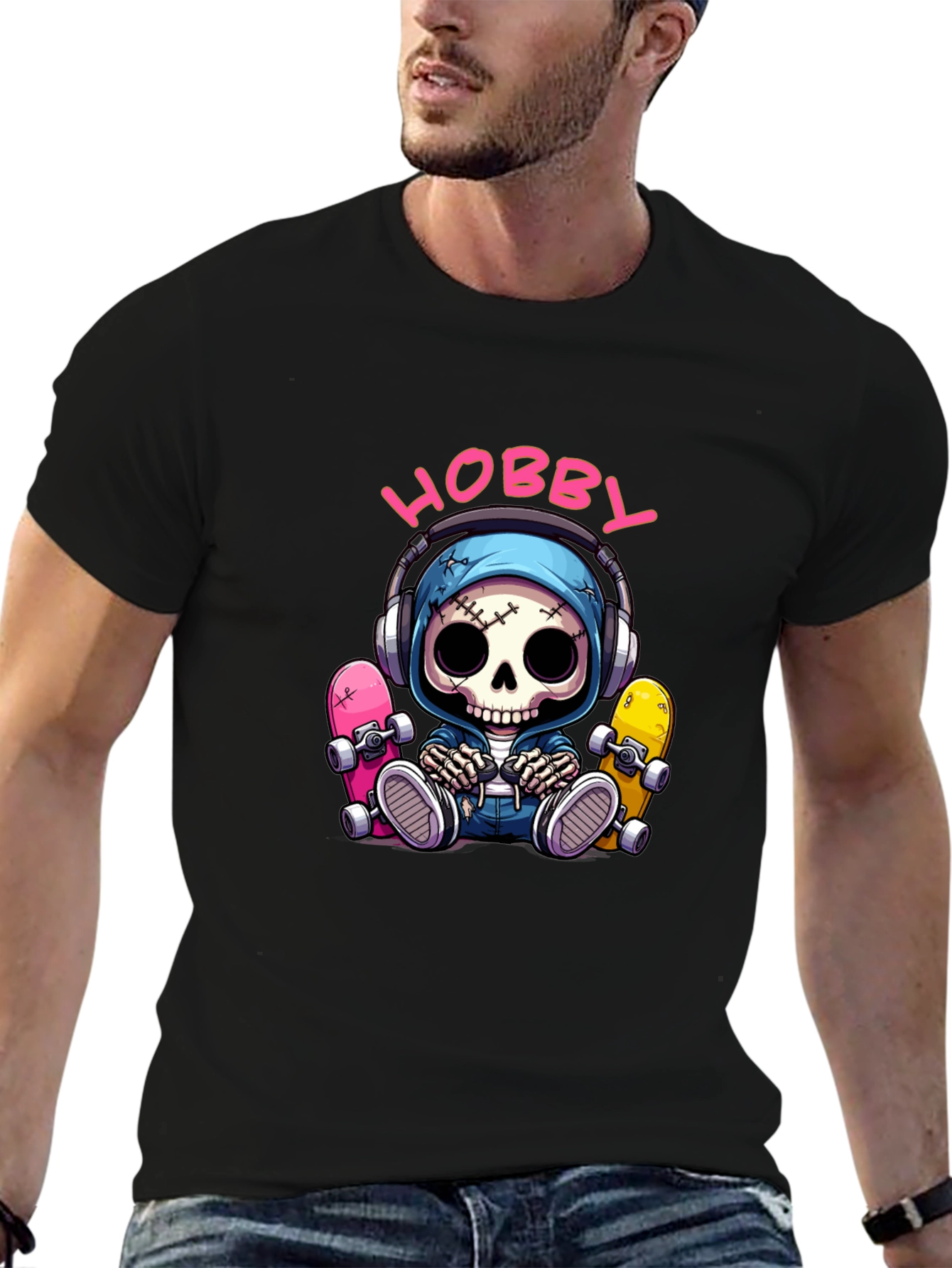 Hobby Skeleton Graphic Tee - Skater Style