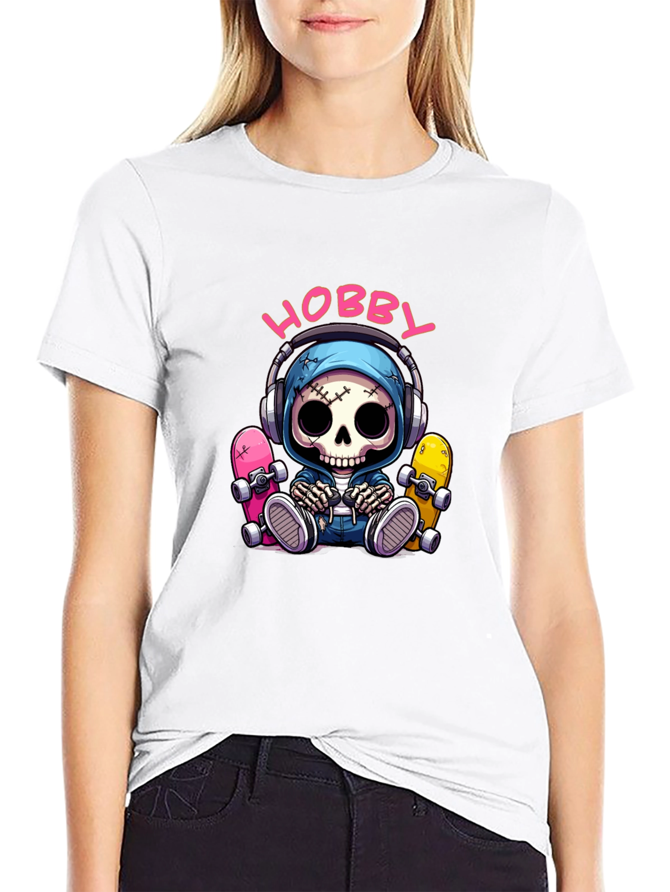 Hobby Skeleton Graphic Tee - Skater Style