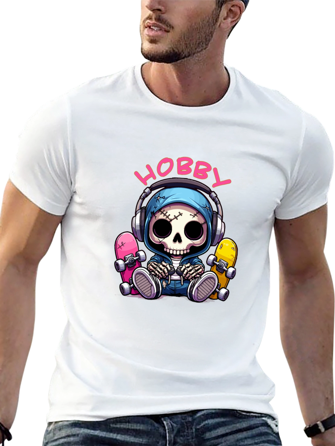 Hobby Skeleton Graphic Tee - Skater Style