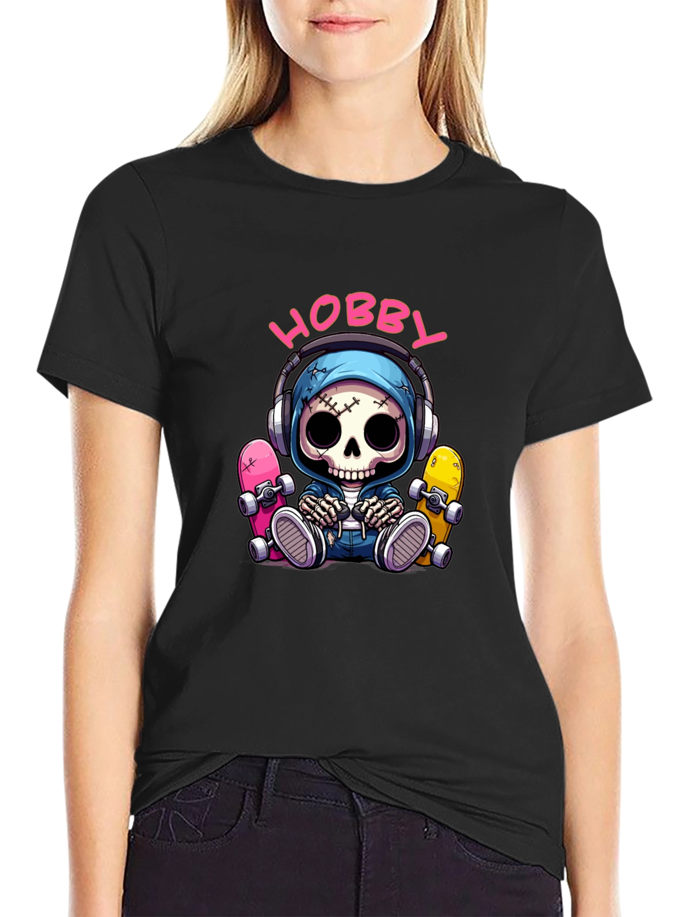 Hobby Skeleton Graphic Tee - Skater Style