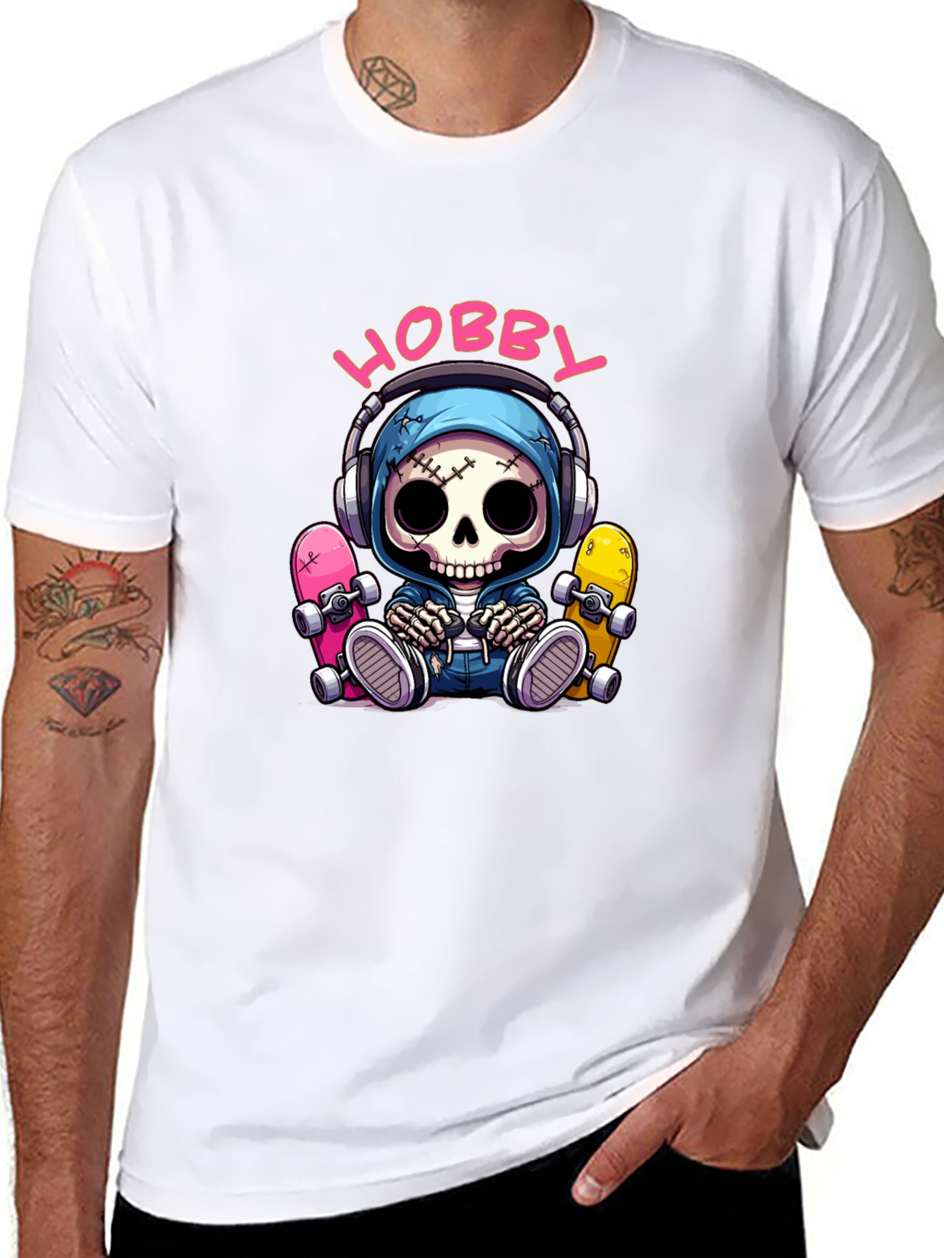 Hobby Skeleton Graphic Tee - Skater Style