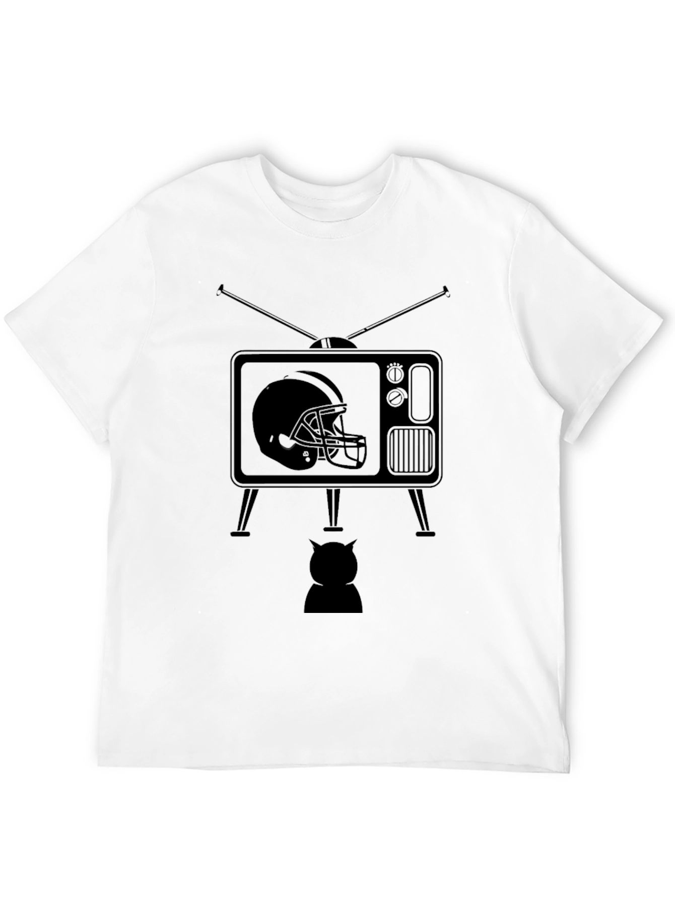 Retro Football TV Graphic Tee - Black