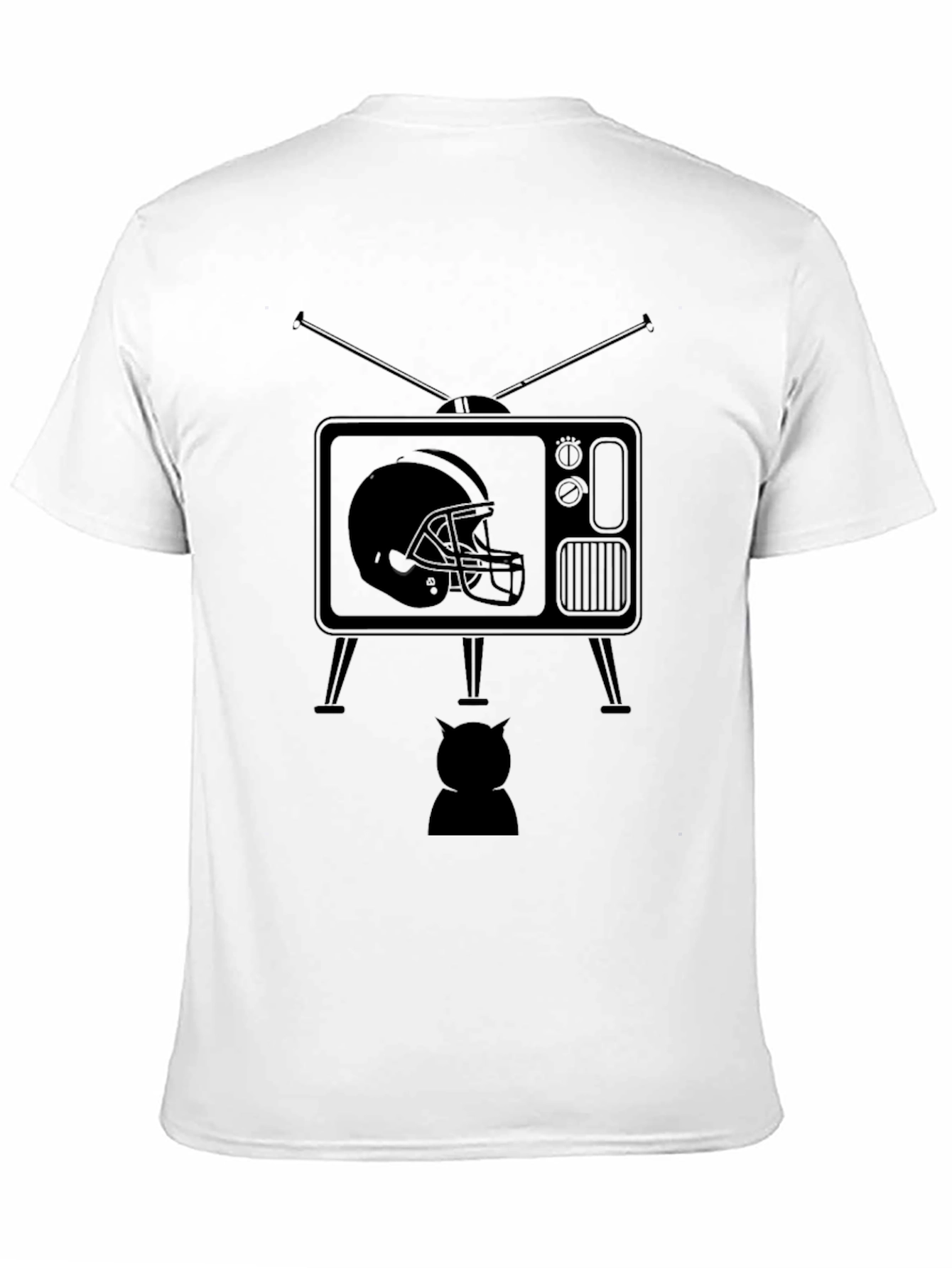 Retro Football TV Graphic Tee - Black