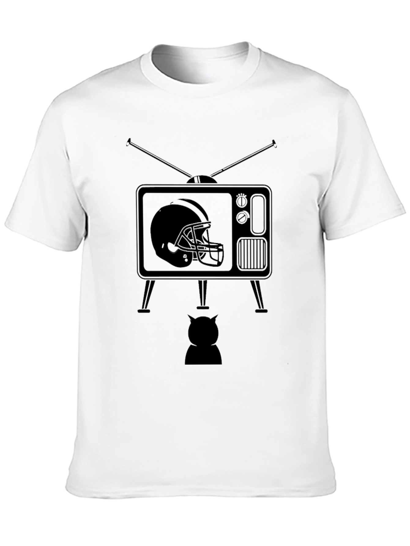 Retro Football TV Graphic Tee - Black