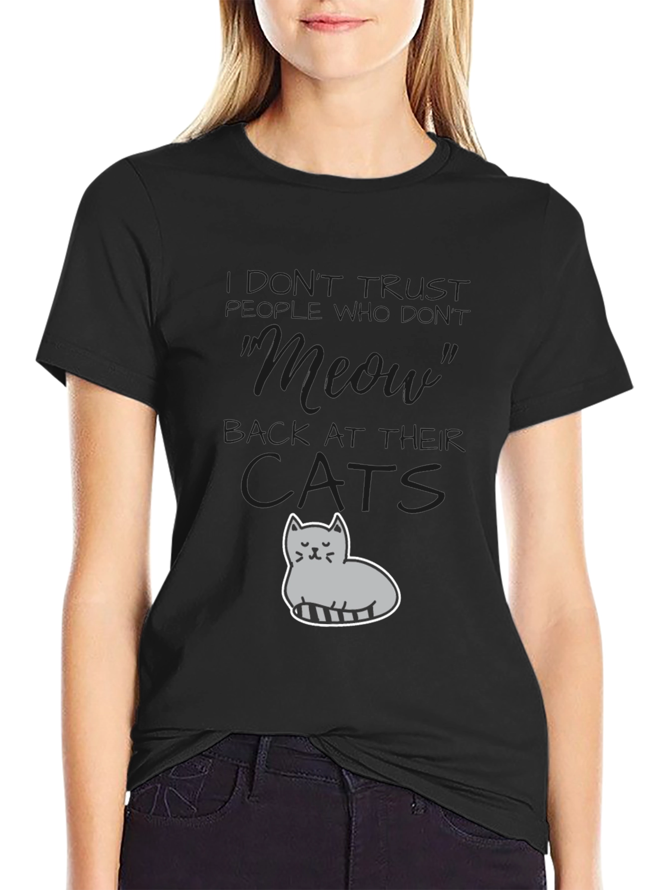 Humorous Cat Graphic T-Shirt - Dont Trust Cats