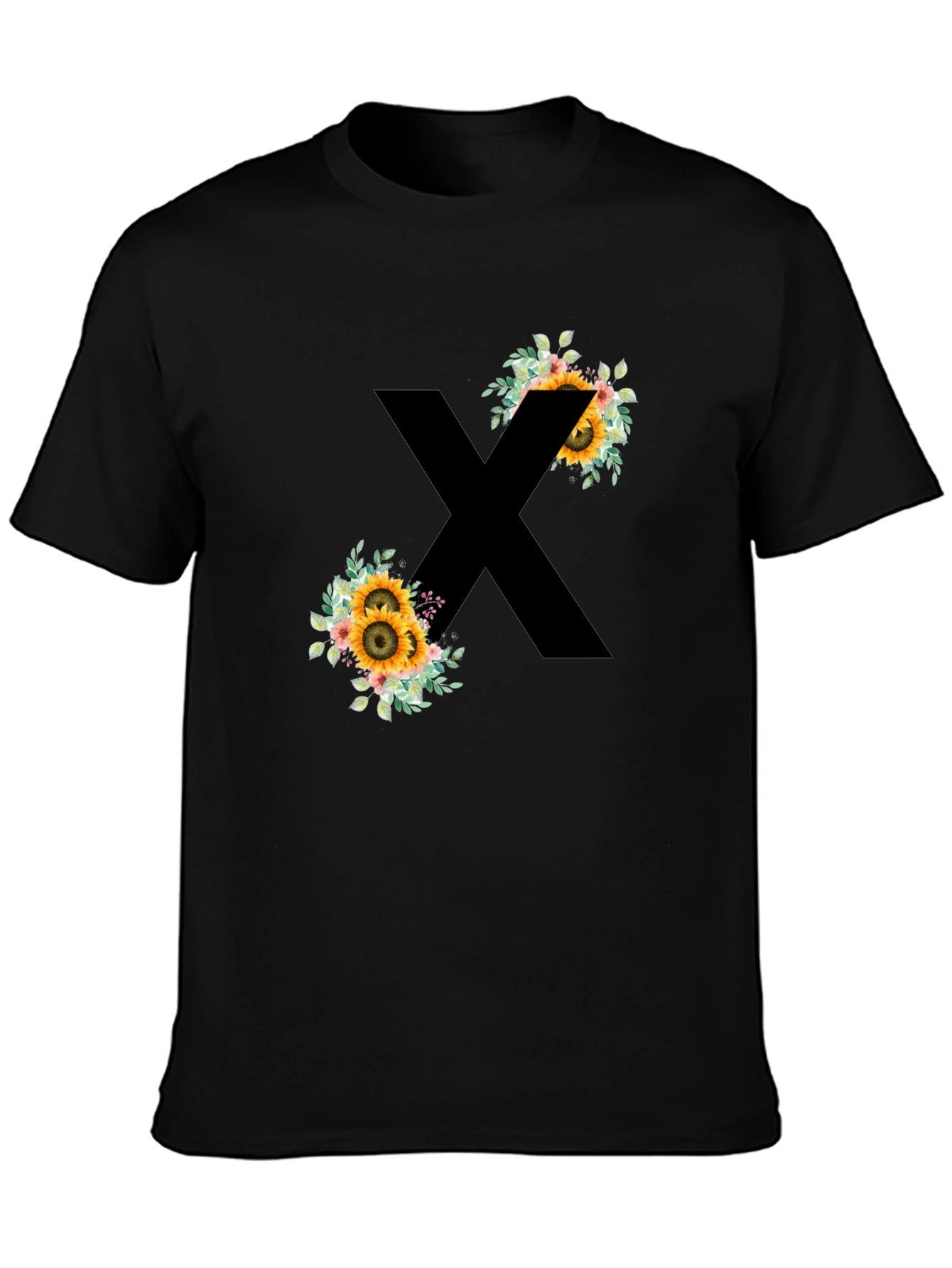 Floral X Graphic Black T-Shirt