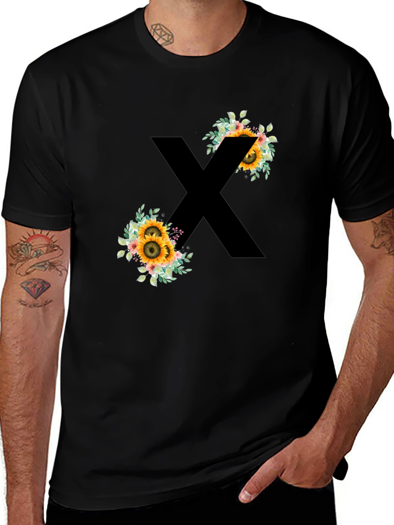 Floral X Graphic Black T-Shirt