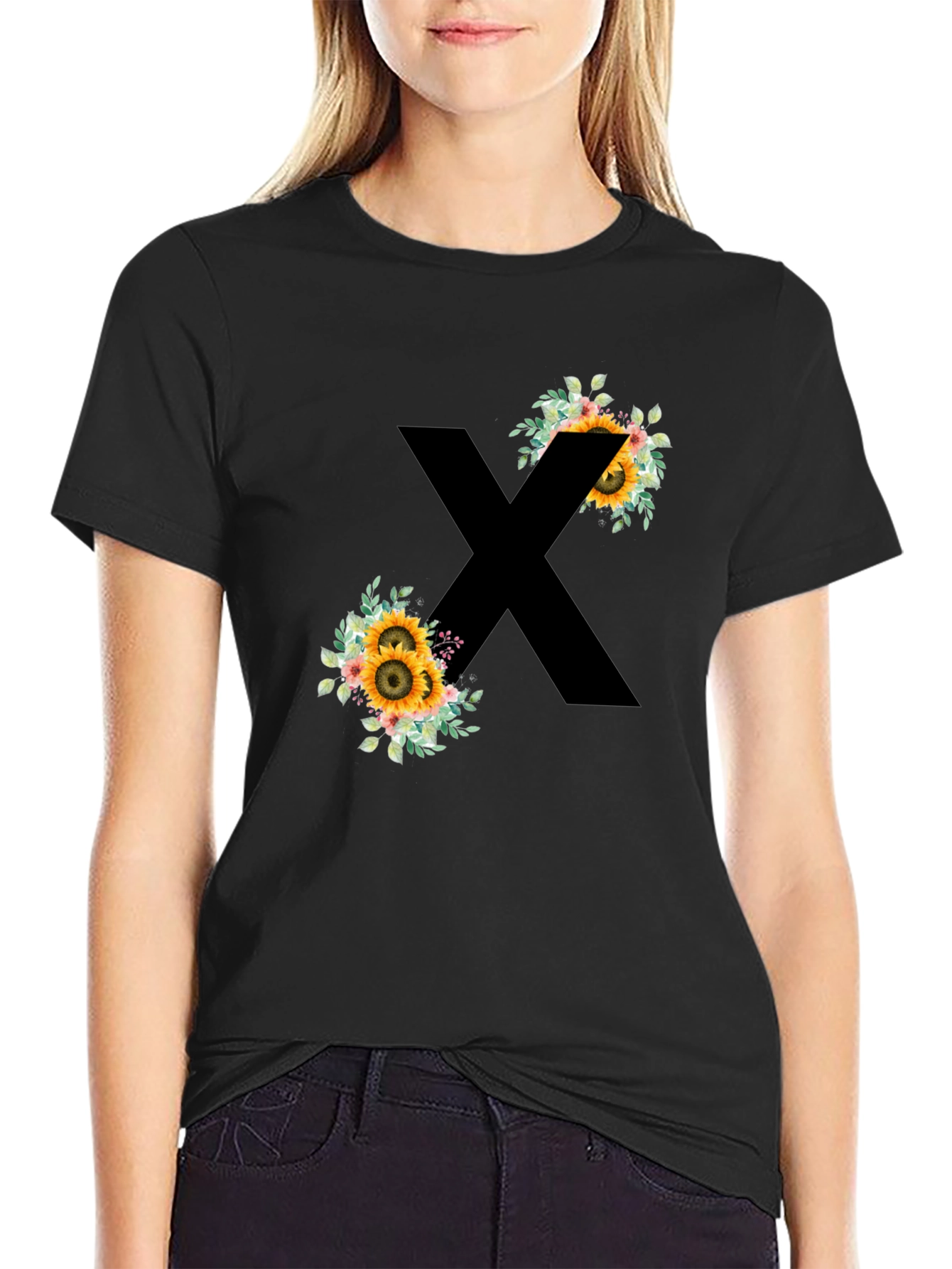 Floral X Graphic Black T-Shirt