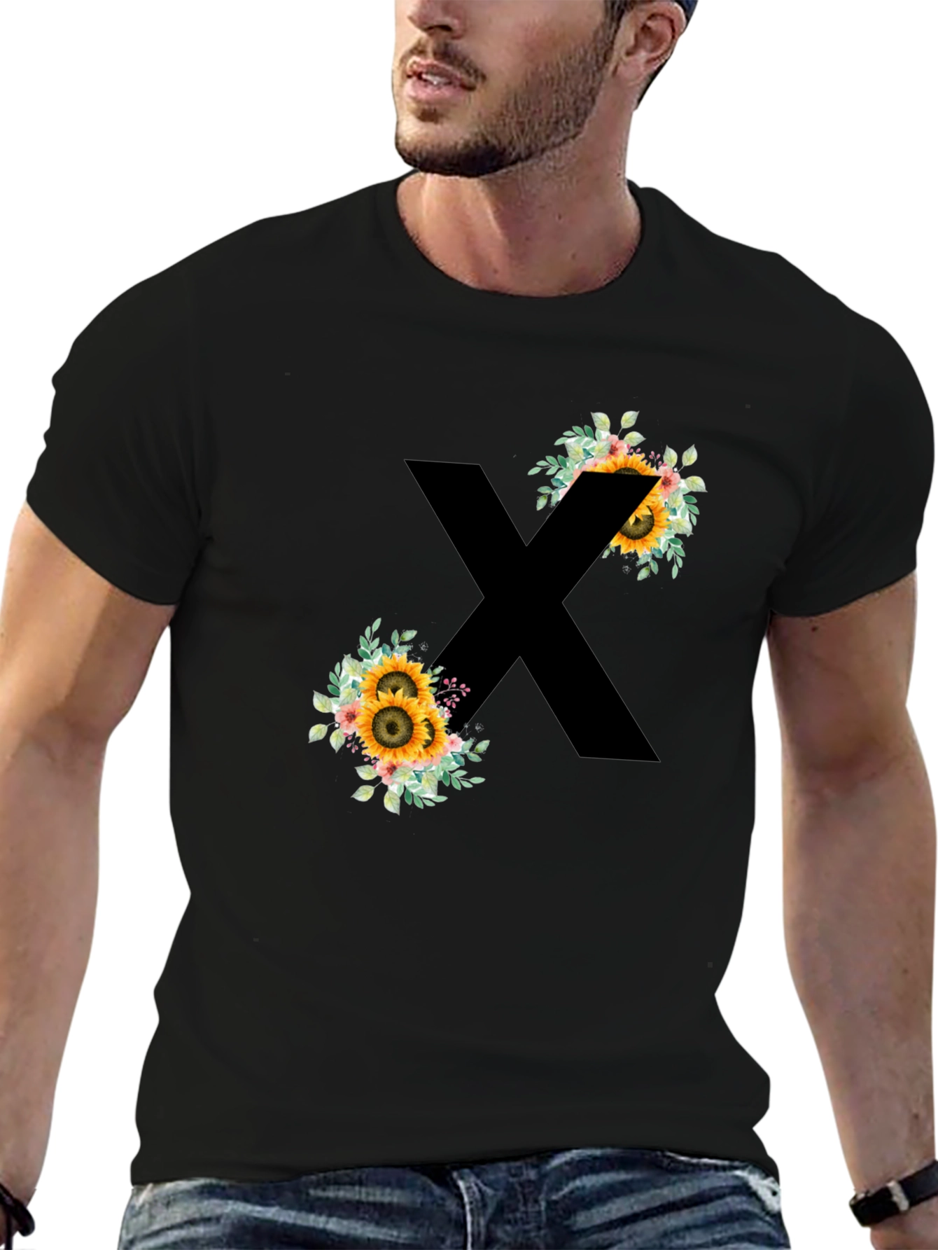 Floral X Graphic Black T-Shirt