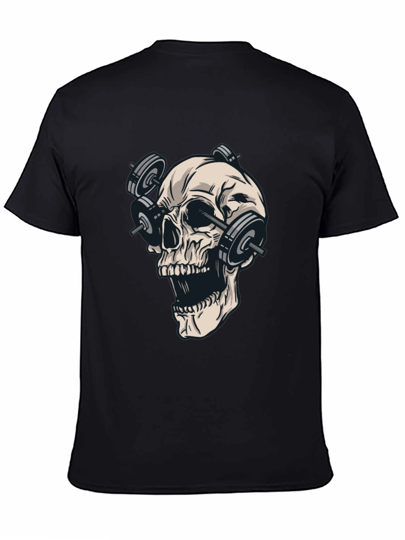 Skull Weights T-Shirt - Black Cotton Graphic Tee