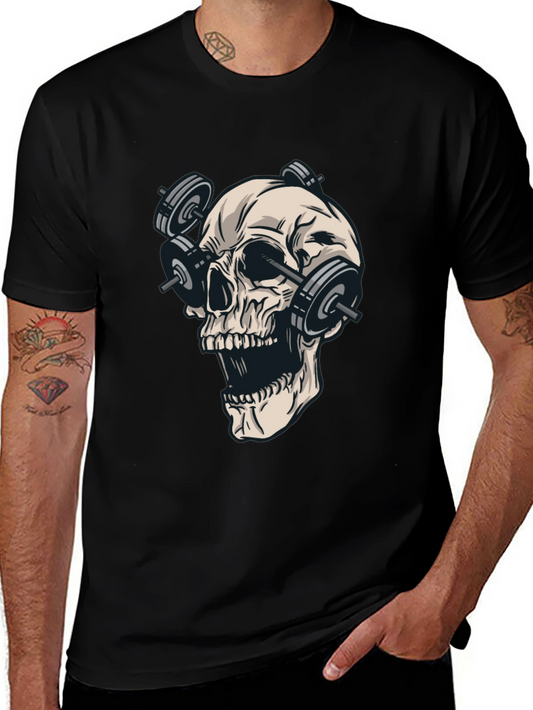 Skull Weights T-Shirt - Black Cotton Graphic Tee