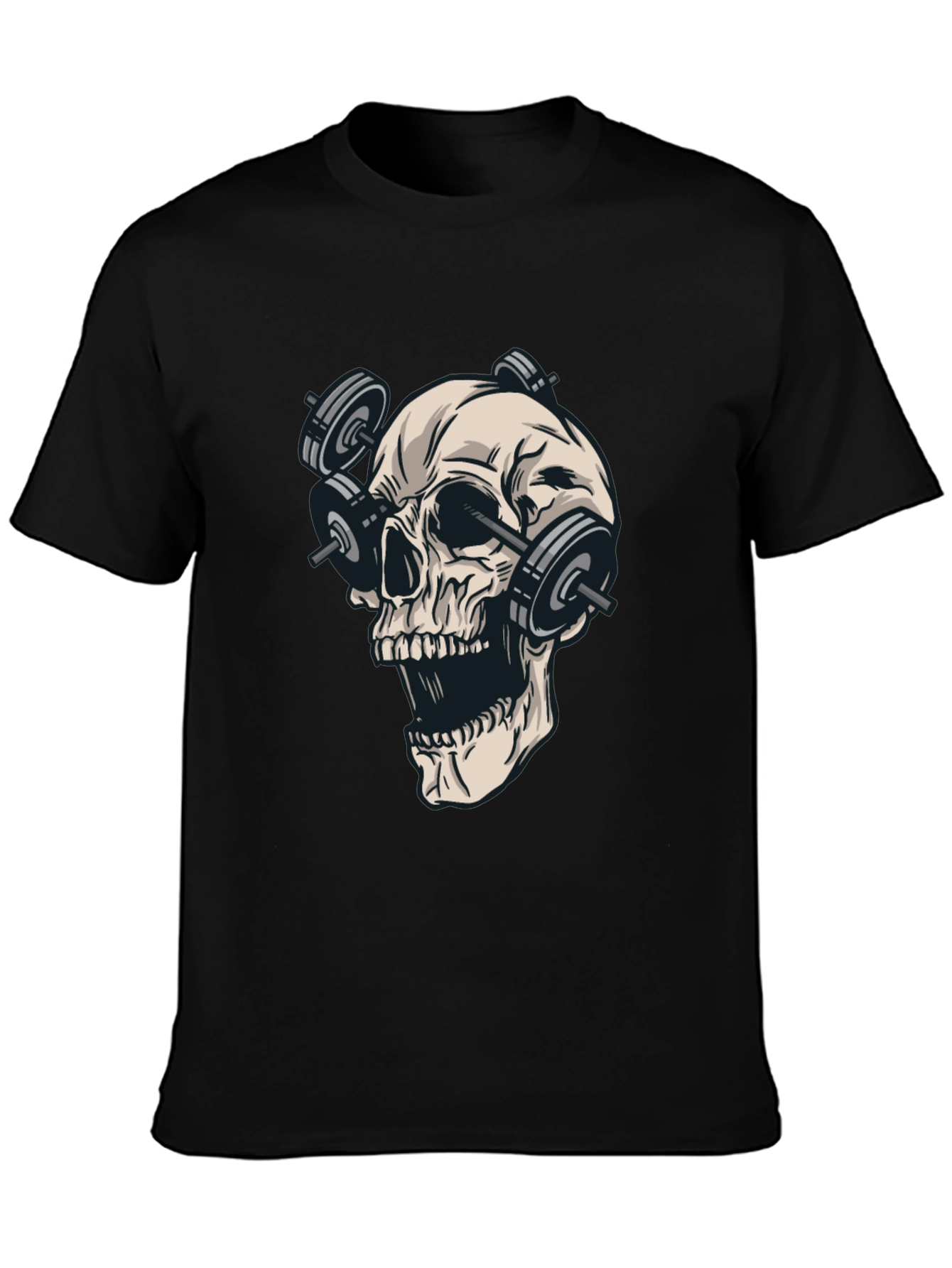 Skull Weights T-Shirt - Black Cotton Graphic Tee