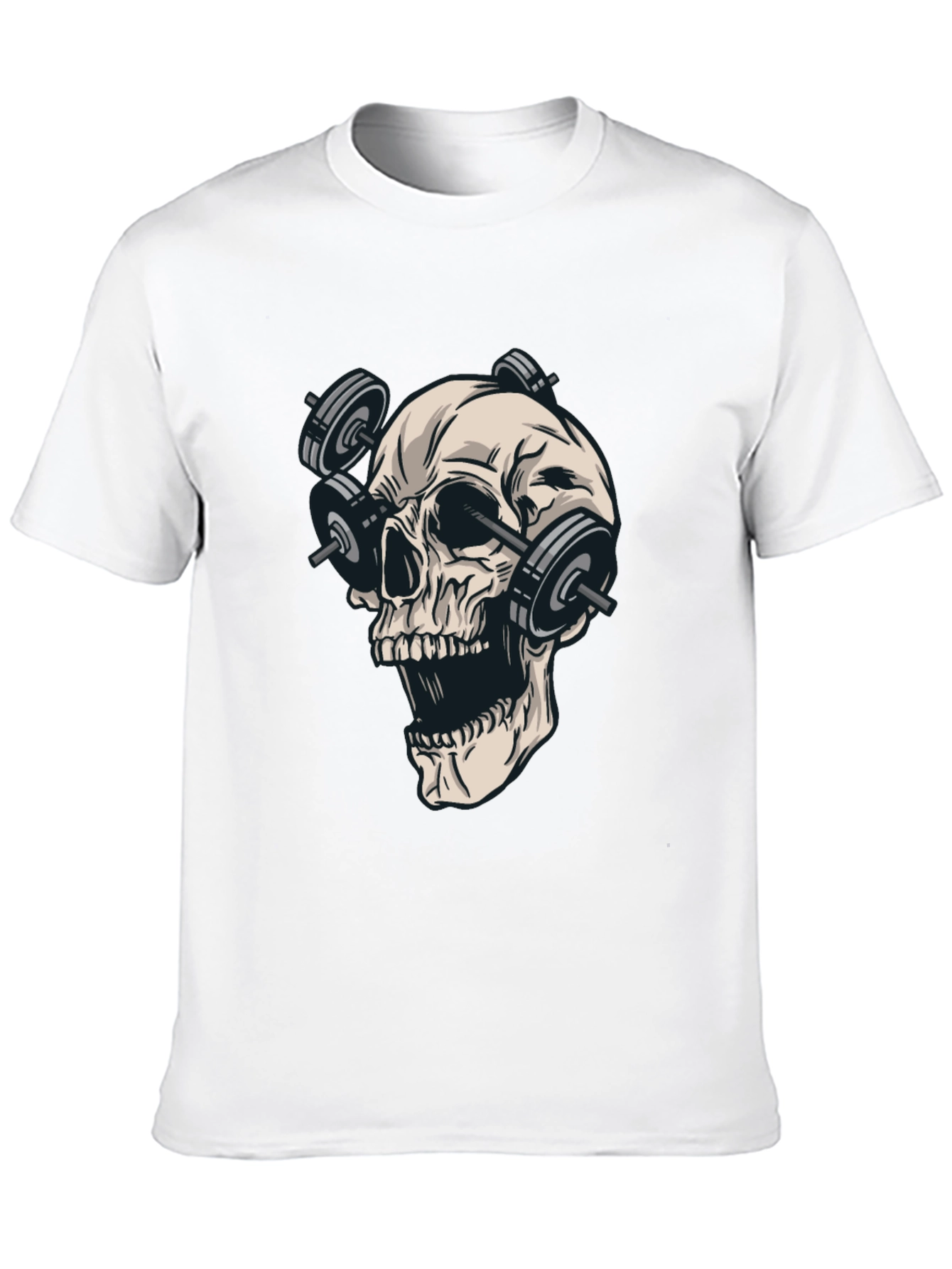 Skull Weights T-Shirt - Black Cotton Graphic Tee