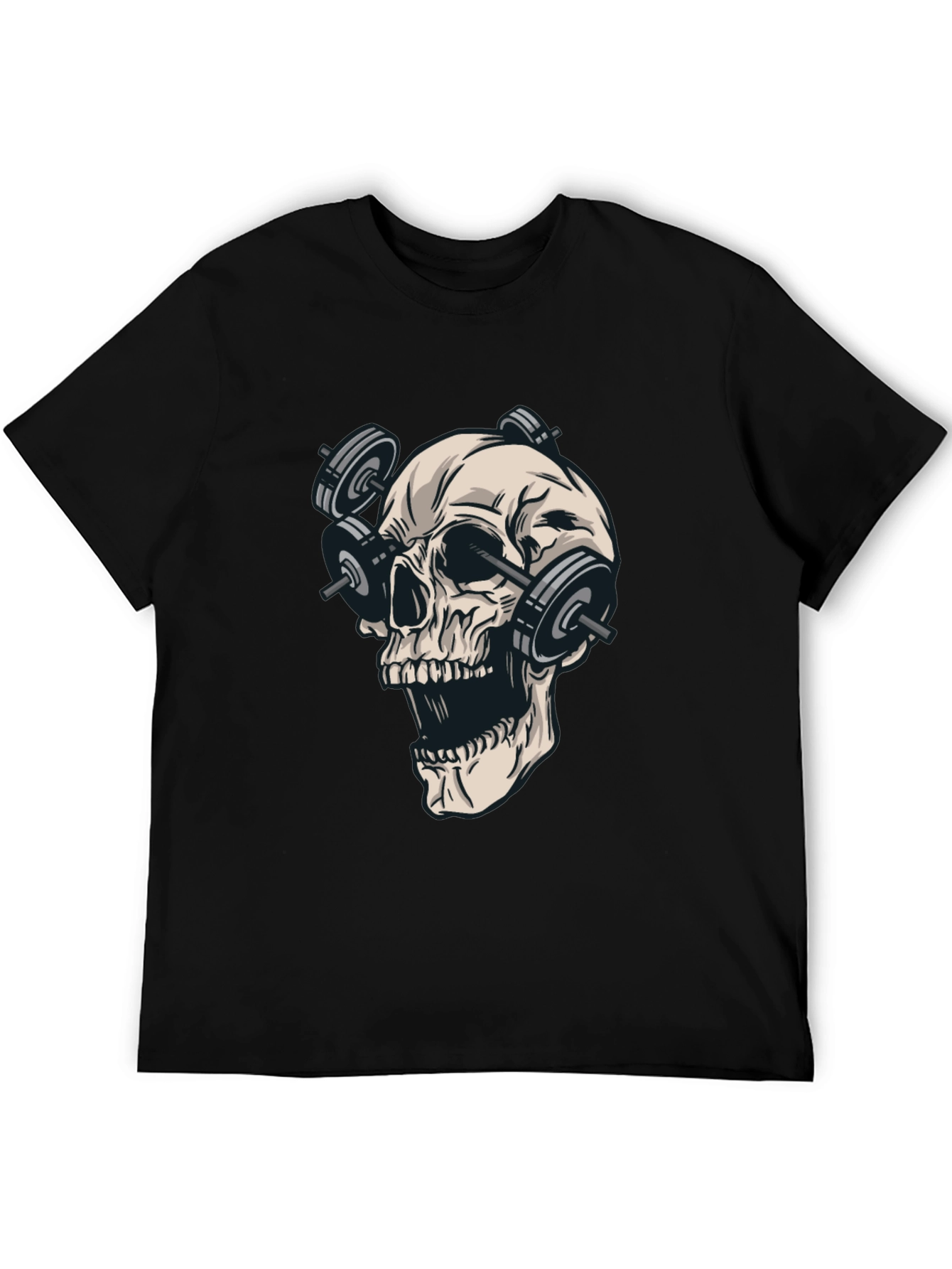 Skull Weights T-Shirt - Black Cotton Graphic Tee