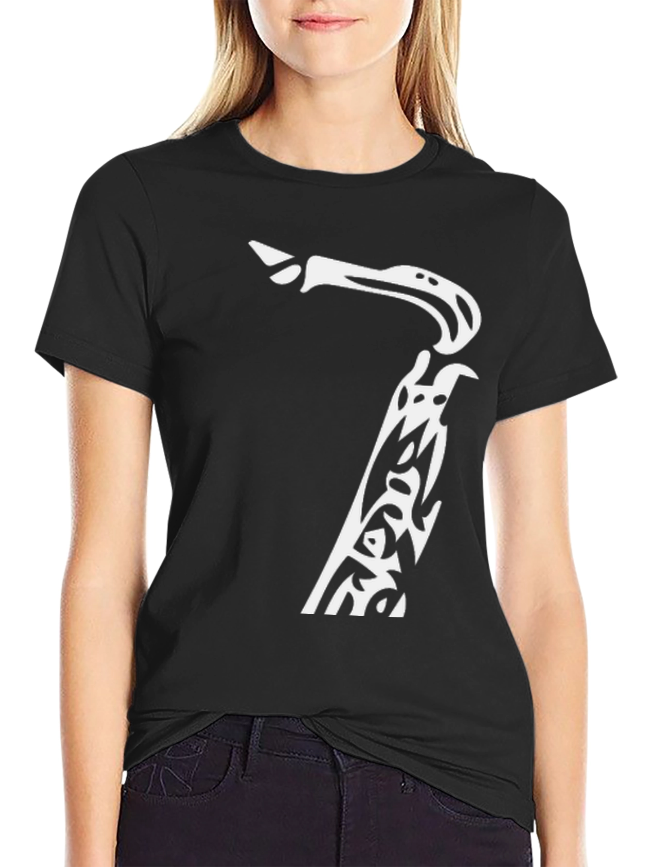 Saxophone Graphic Print Black T-Shirt