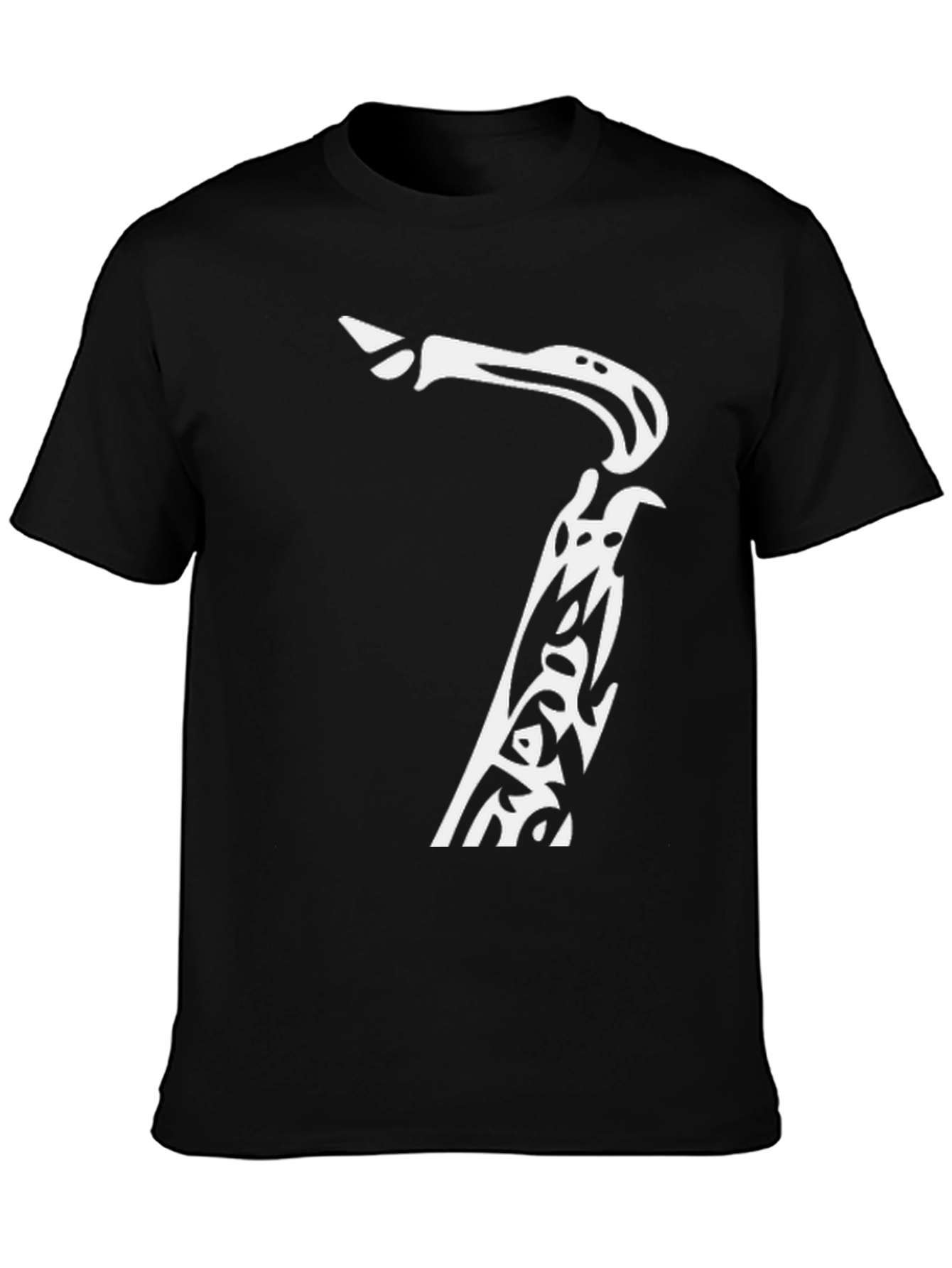 Saxophone Graphic Print Black T-Shirt