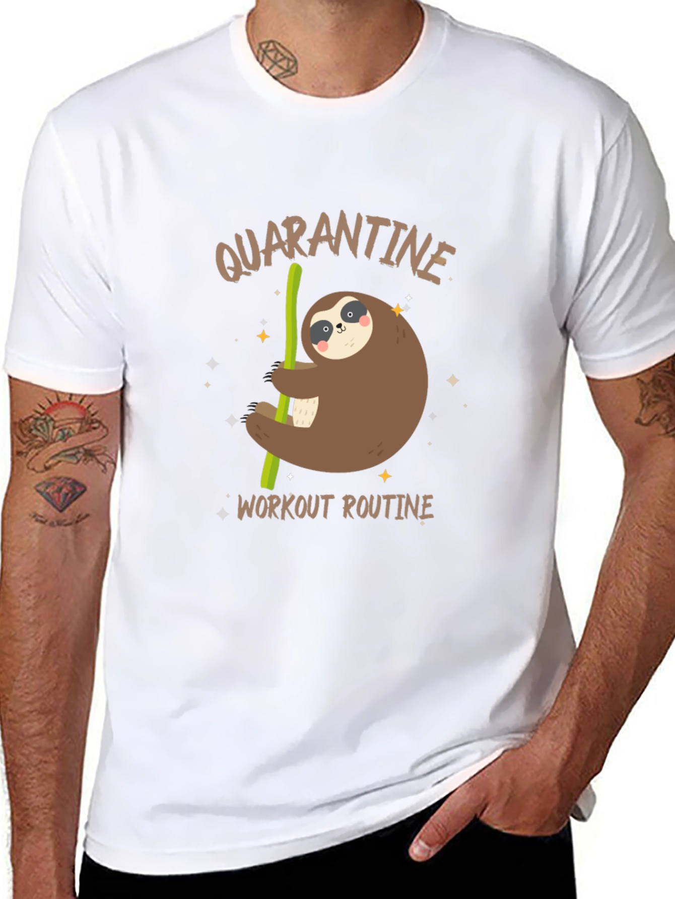 Quarantine Workout Routine Sloth Graphic Tee