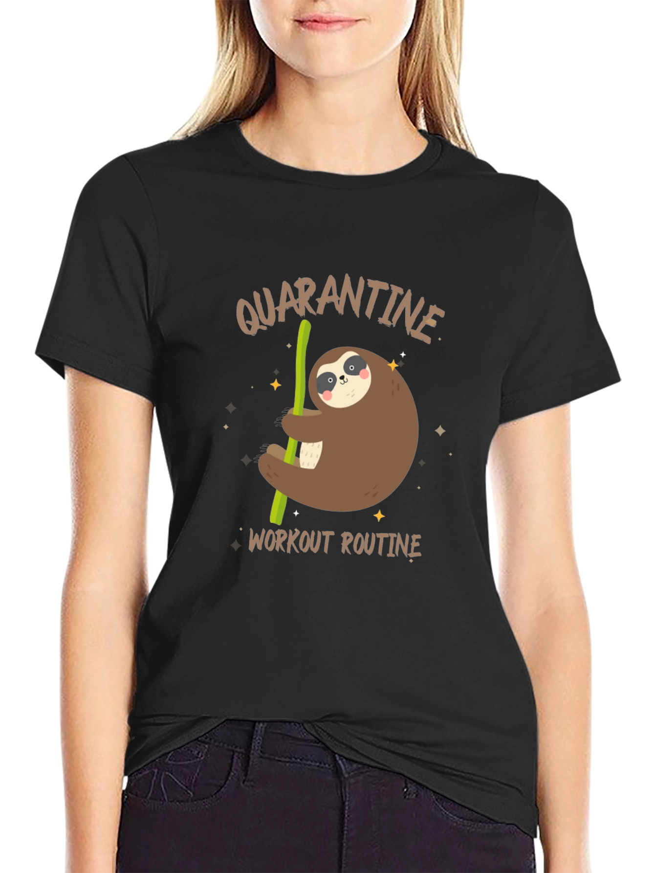 Quarantine Workout Routine Sloth Graphic Tee