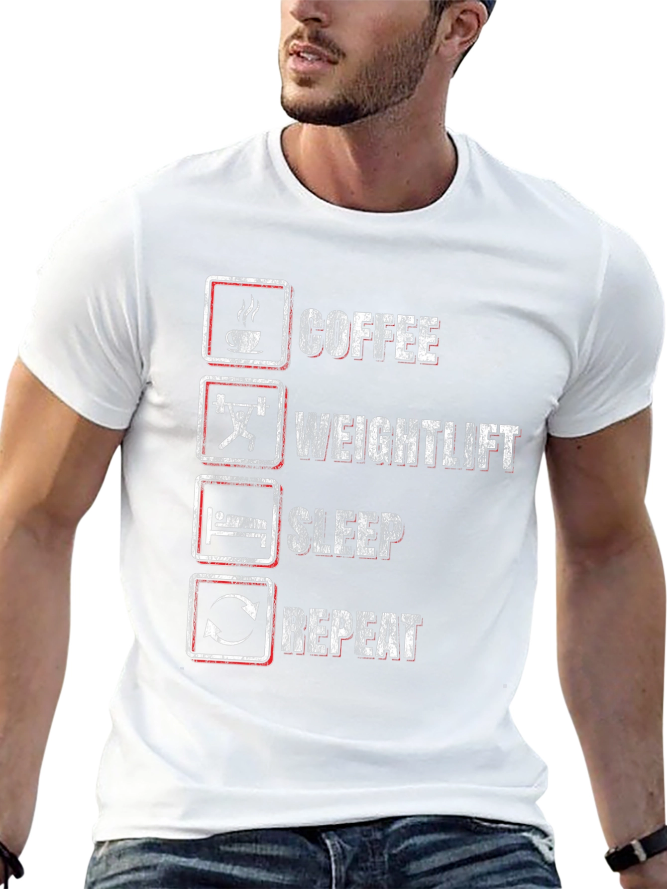 Coffee Weightlift Sleep Repeat Graphic Tee