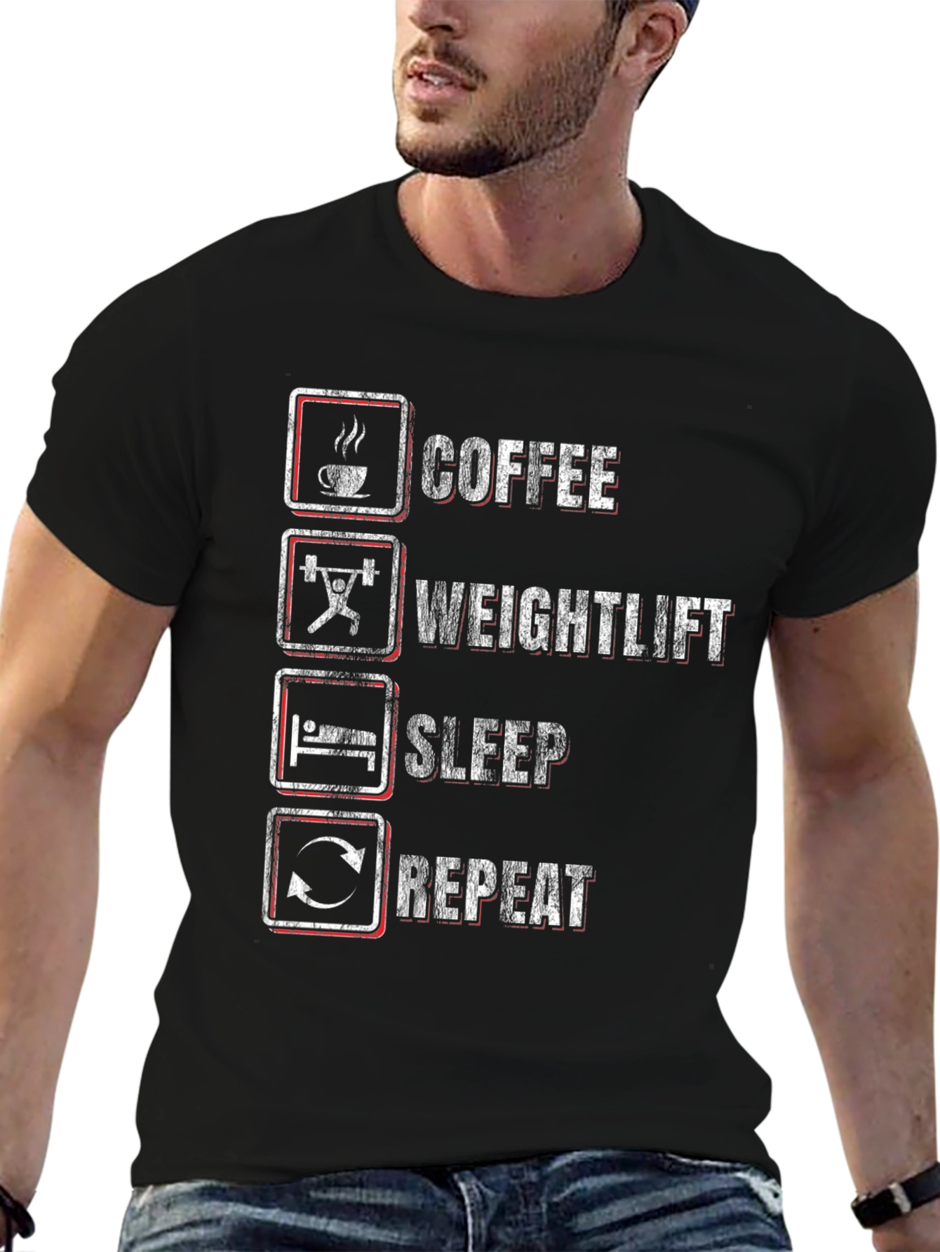 Coffee Weightlift Sleep Repeat Graphic Tee