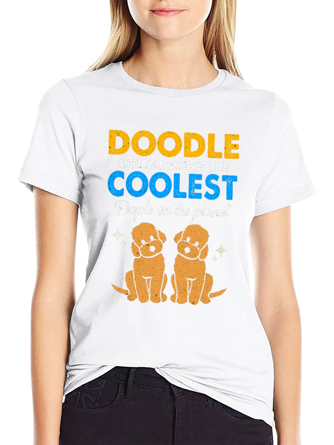 Doodle Dog Official Coolest People Planet Black T-Shirt