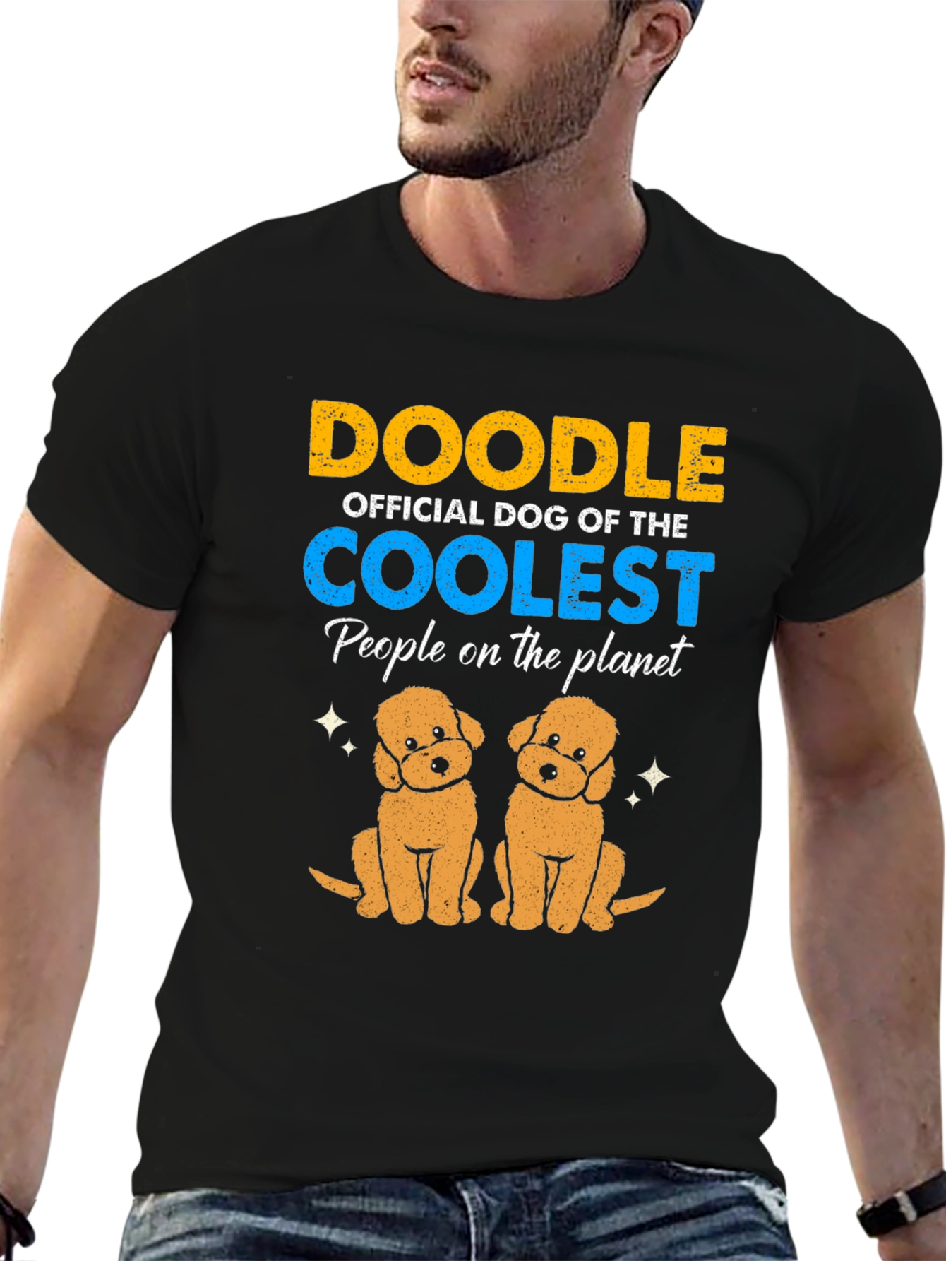 Doodle Dog Official Coolest People Planet Black T-Shirt