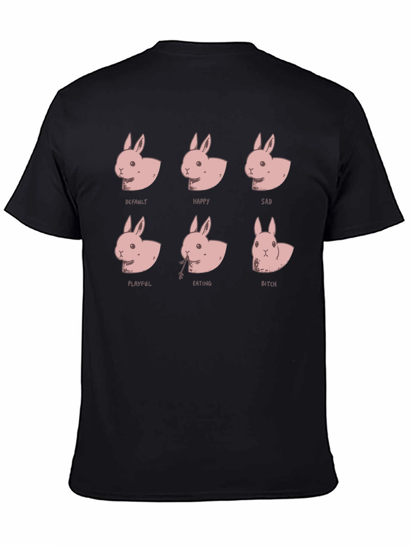 Funny Bunny Emotions Black T-Shirt