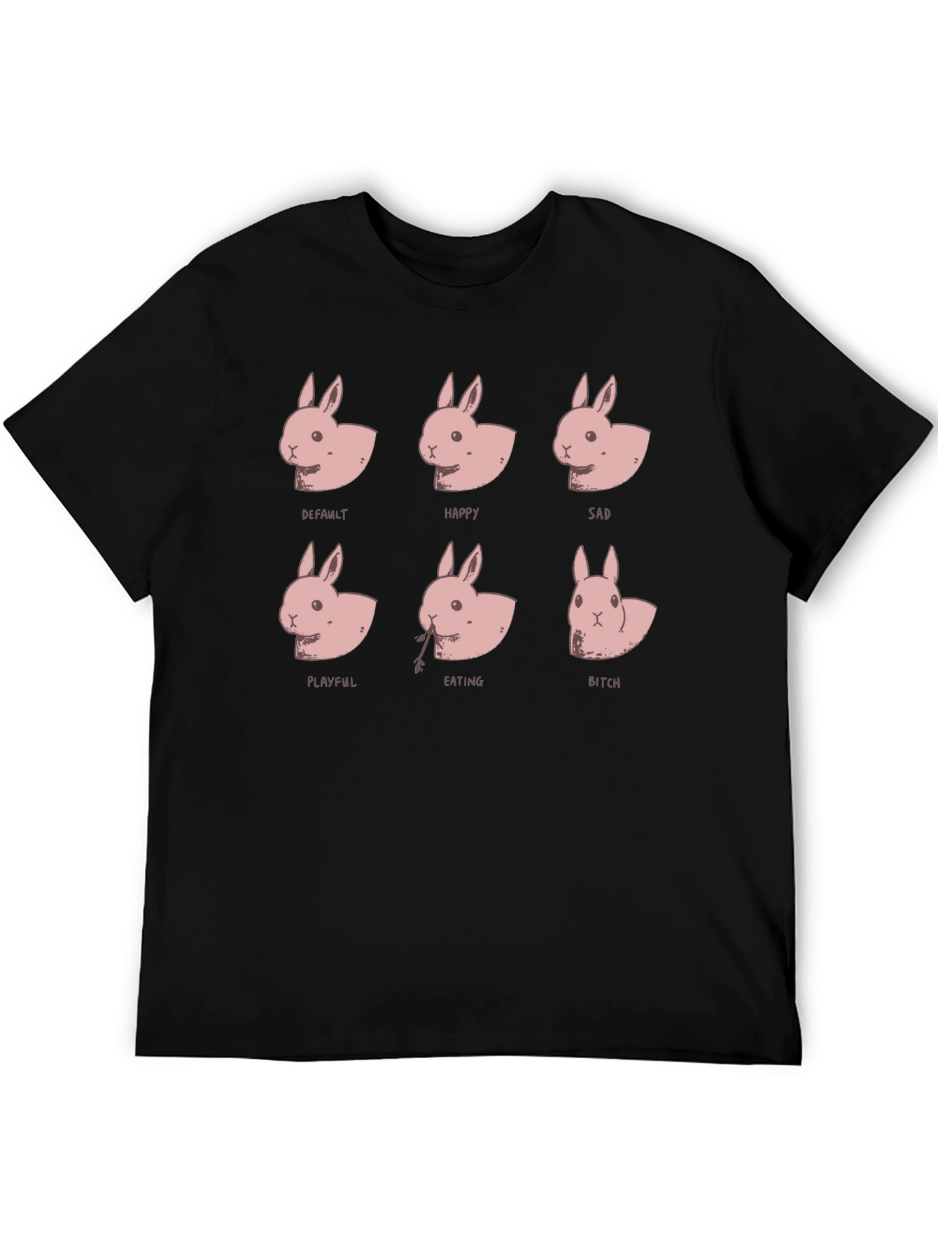 Funny Bunny Emotions Black T-Shirt