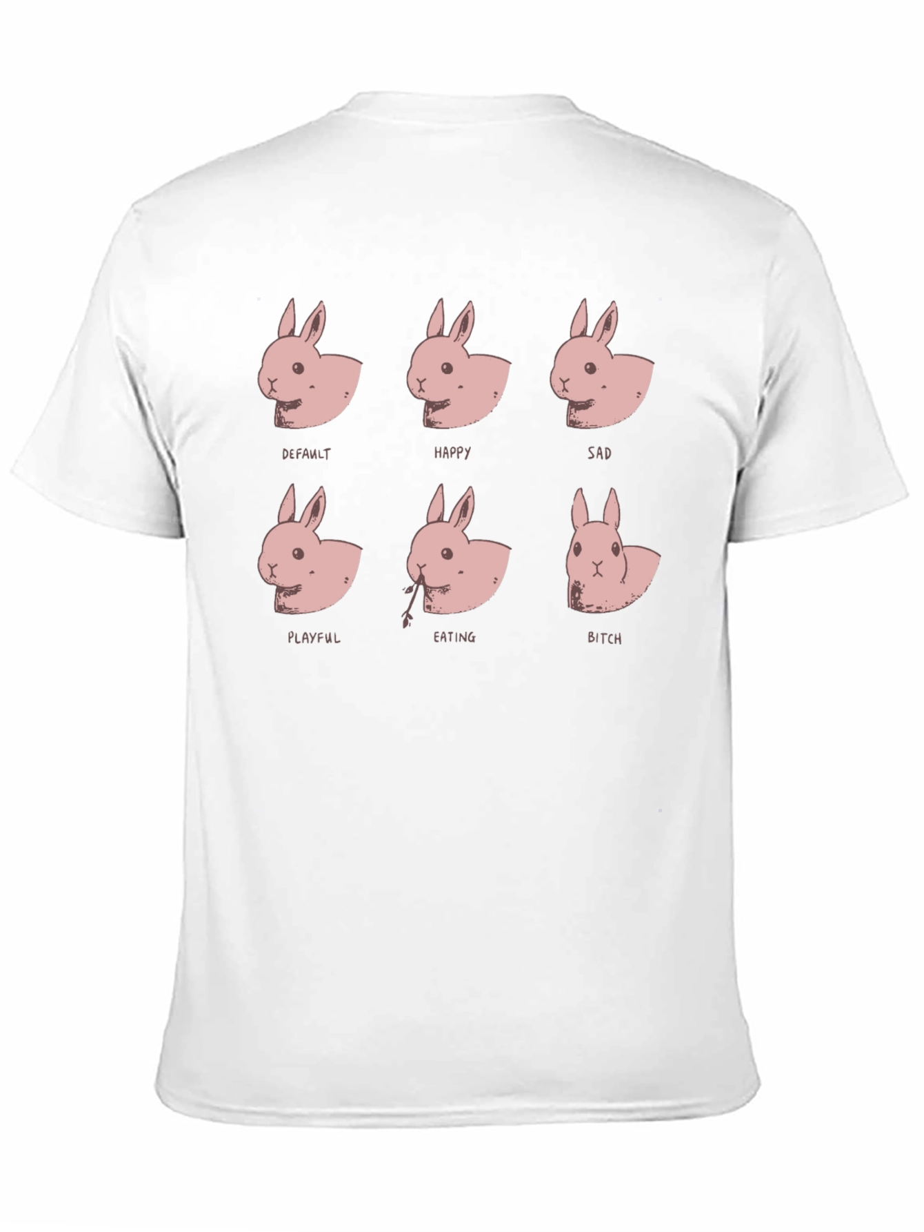 Funny Bunny Emotions Black T-Shirt