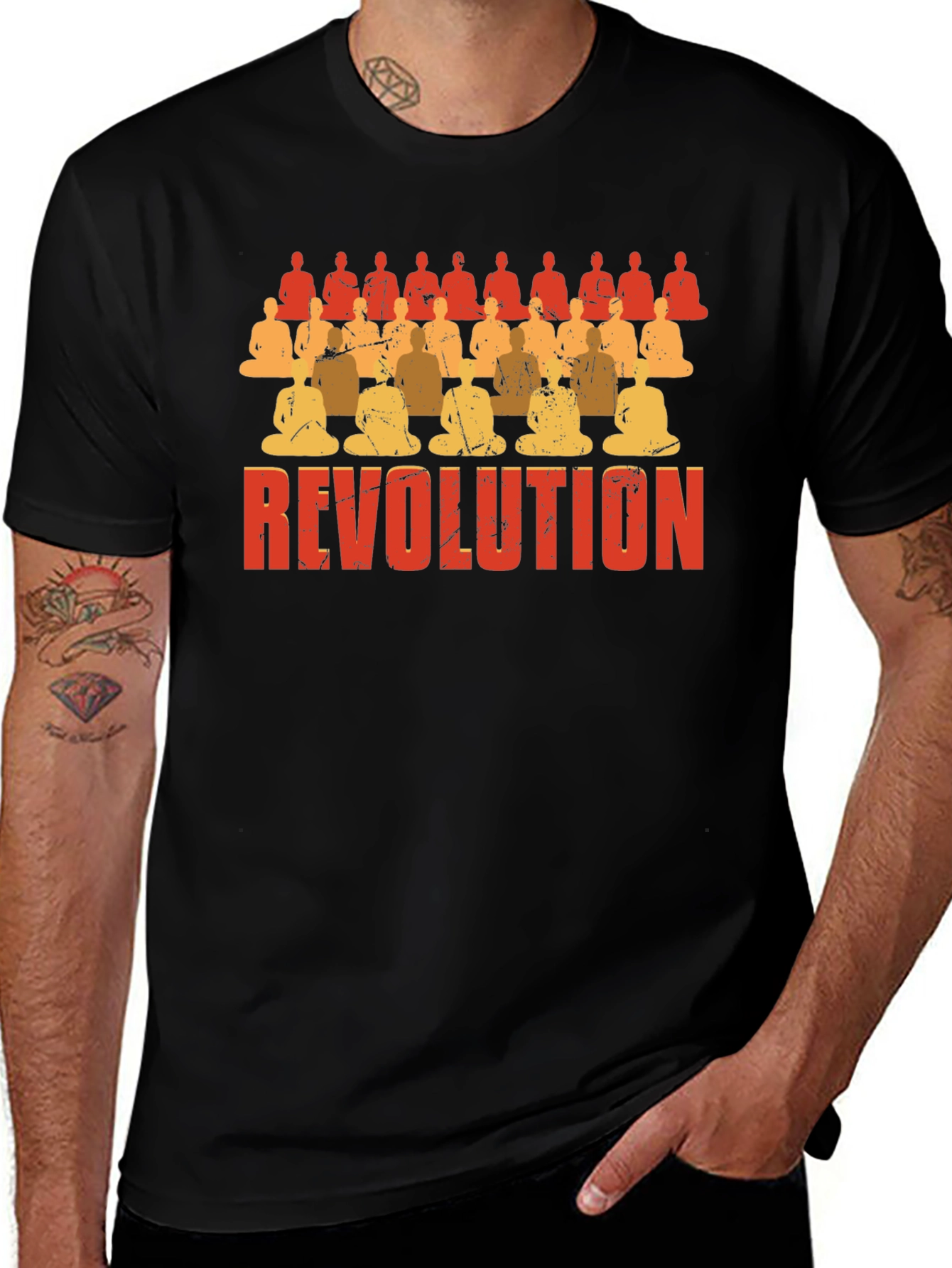 Revolution Buddha Graphic Print Mens T-Shirt