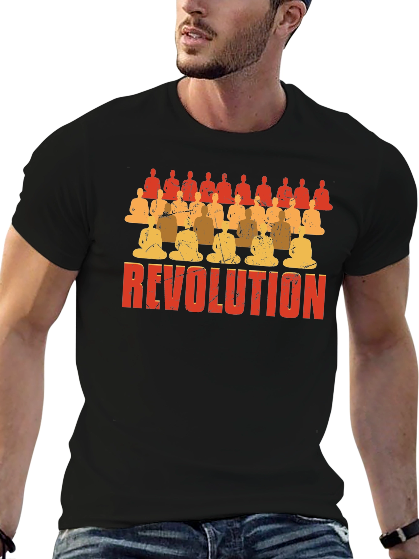 Revolution Buddha Graphic Print Mens T-Shirt